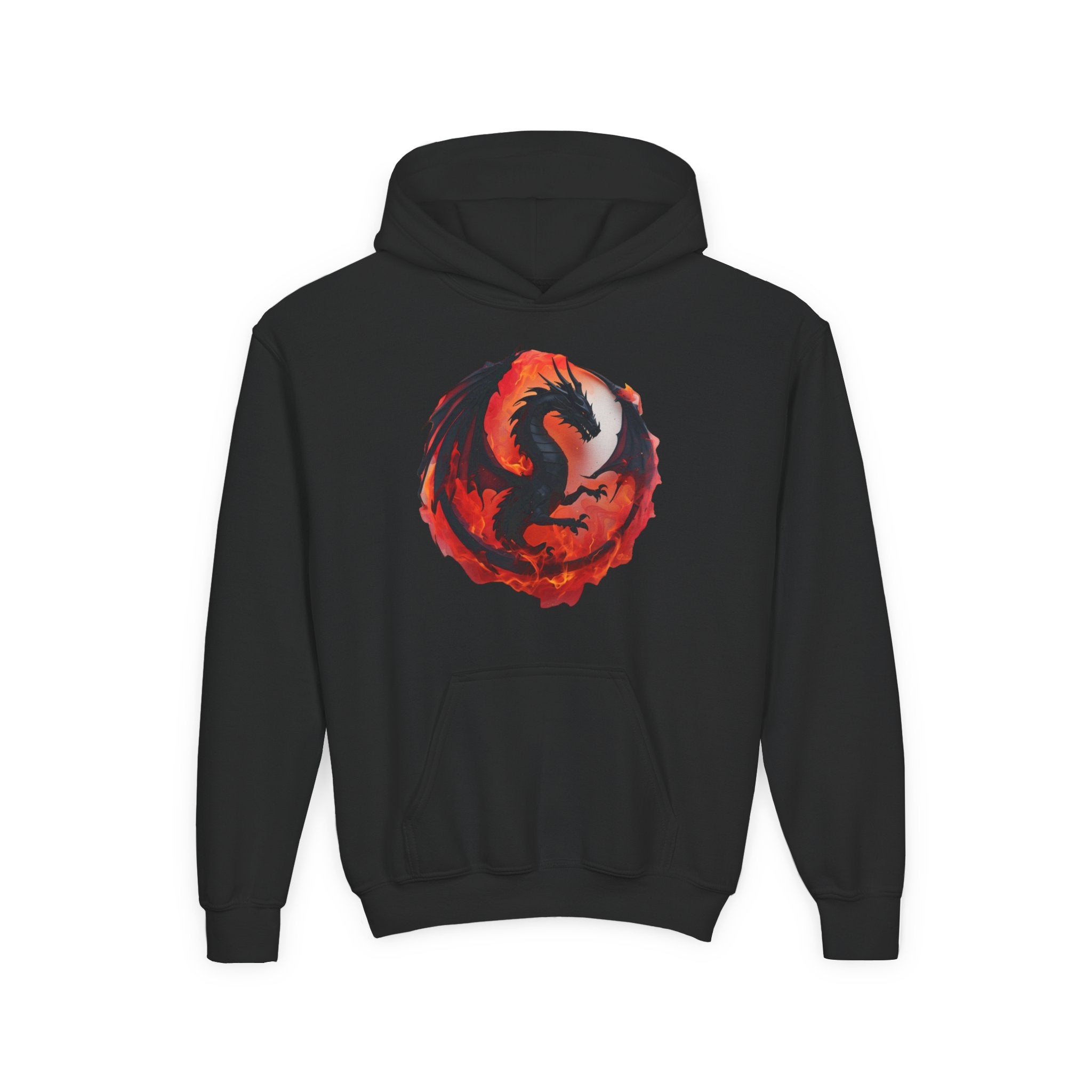 Youth Heavy Blend Hoodie with Dragon Design, Cozy Sweatshirt for Kids, Perfect Gift for Dragons Lovers, Halloween, Birthday