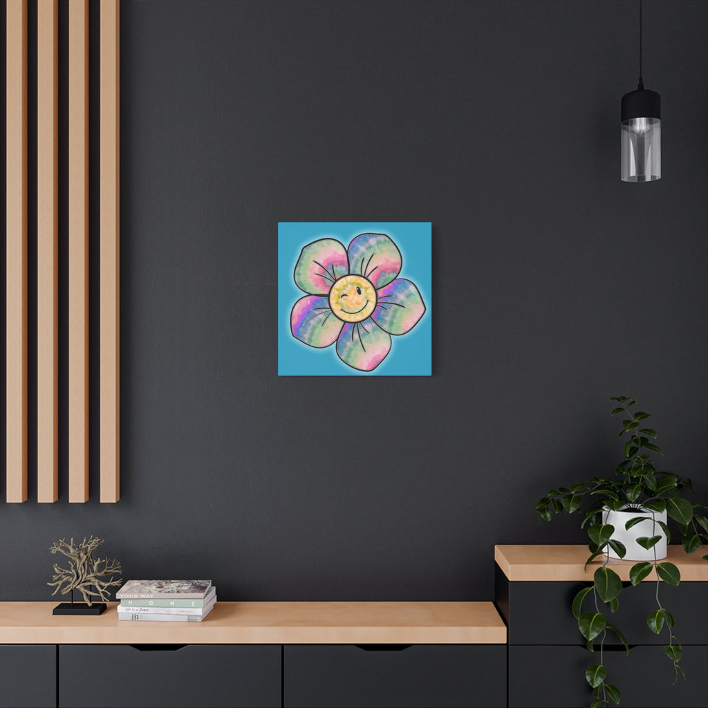 Canvas Print - Psychedelic Flower with Tye-Dye Petals and Winky Face