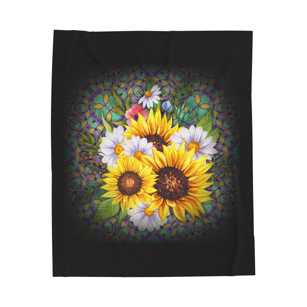 Plush Blanket Sunflowers and Daisies Floral Print