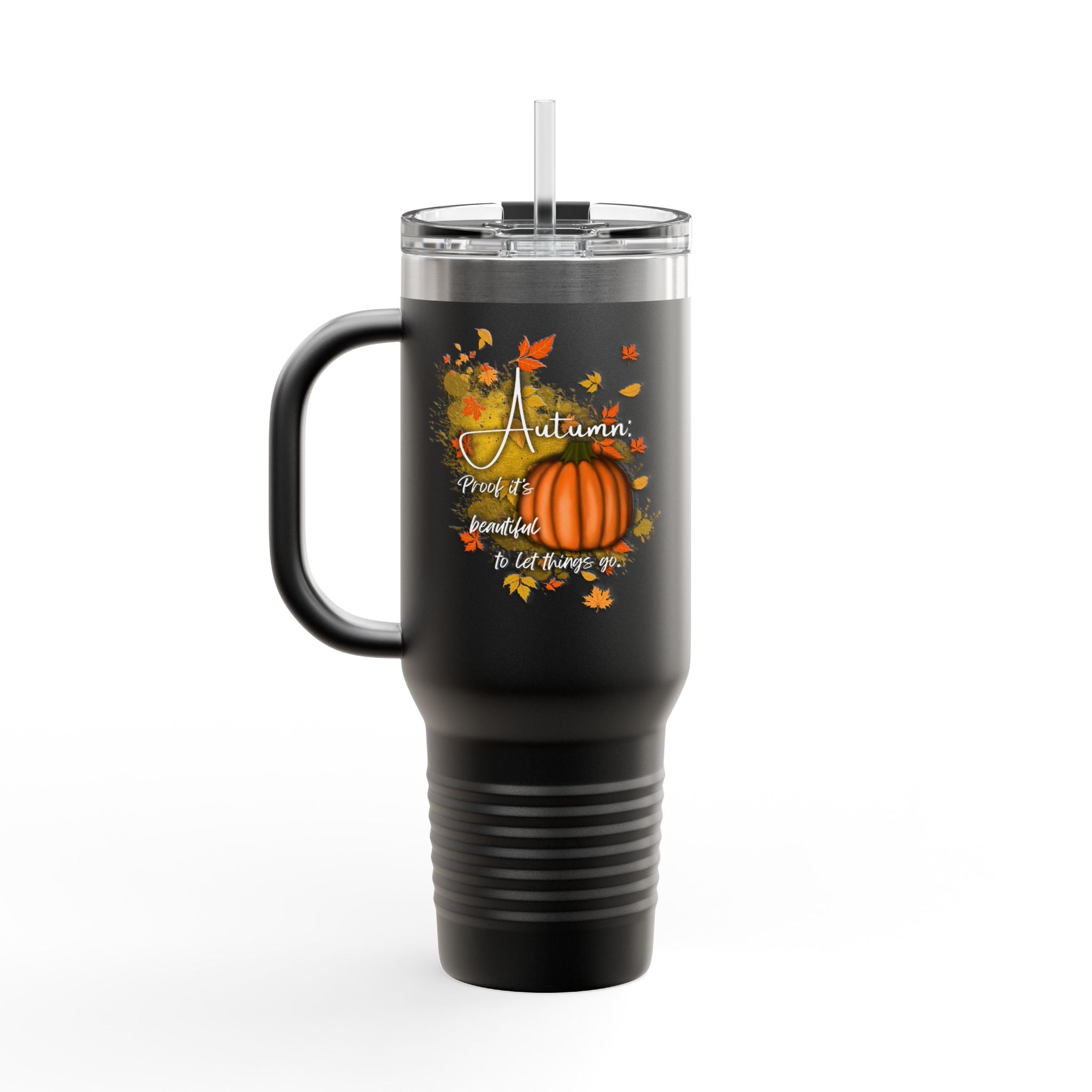Autumn Insulated Travel Mug, 40oz | Fall Coffee Cup, Pumpkin Design, Holiday Gift, Travel Drinkware, Seasonal Beverage Container