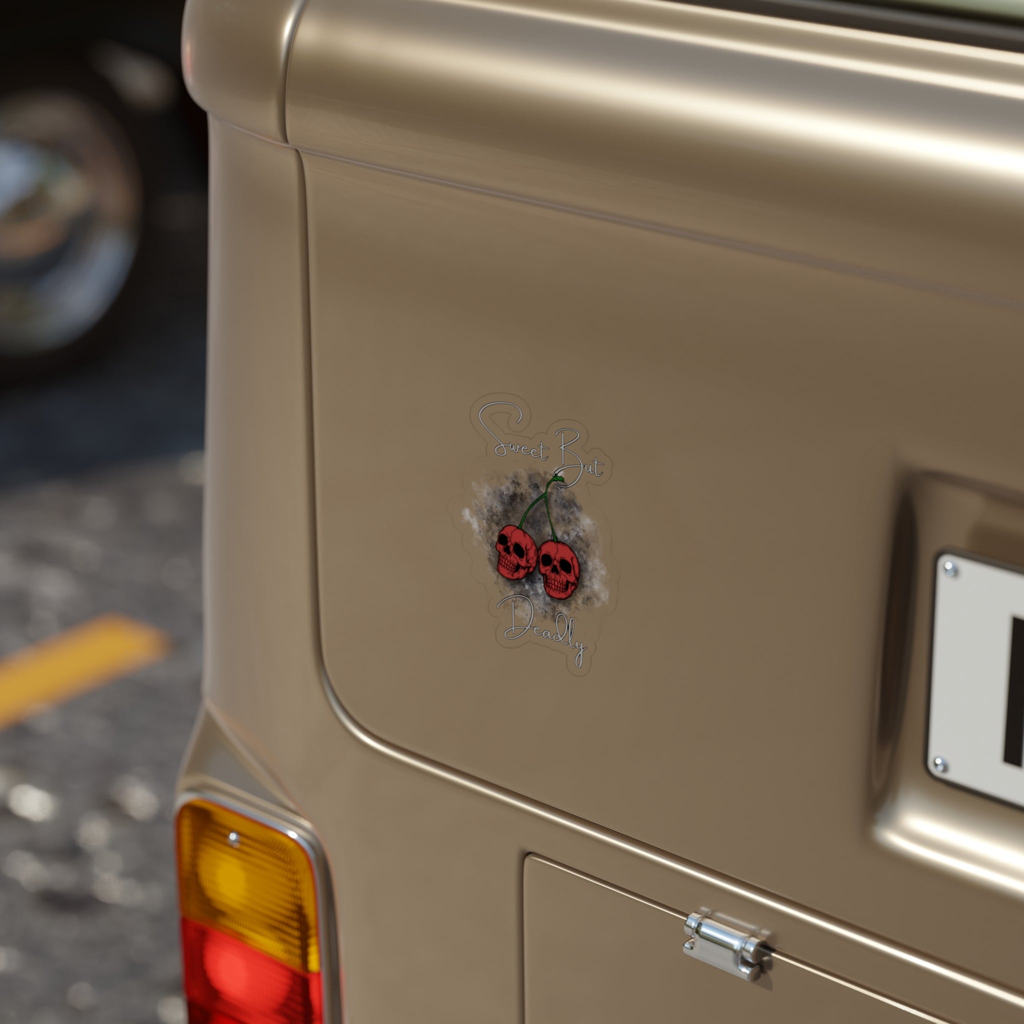 Sweet But Deadly Cherry Skull Sticker — Die-Cut Transparent Outdoor Sticker