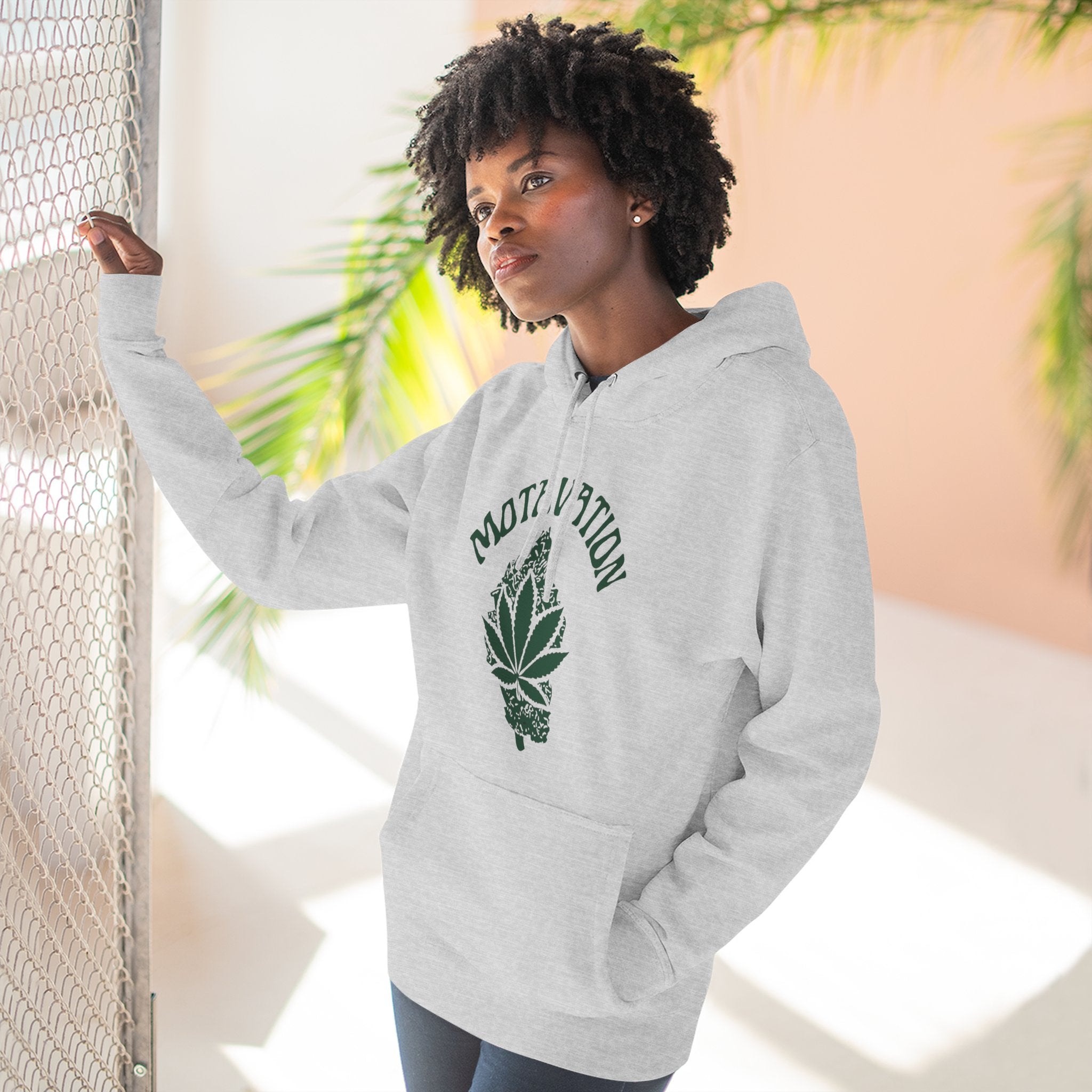 Fleece Hoodie - Motavation Marijuana Leaf & Bud Design