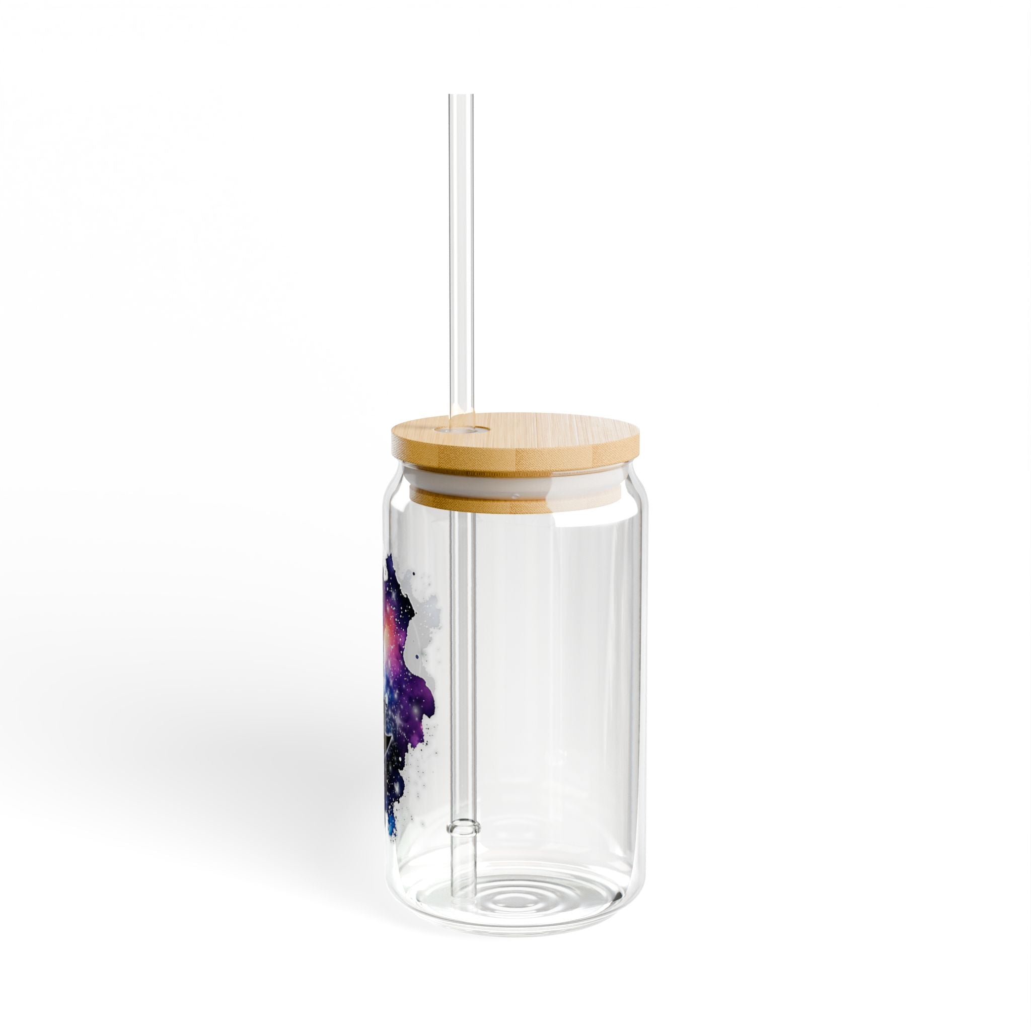 Cosmic Sipper Glass, 16oz | Galaxy Themed Drinkware, Unique Glass Mug, Space Lover Gift, Portable Beverage Container, Eco-Friendly Straw