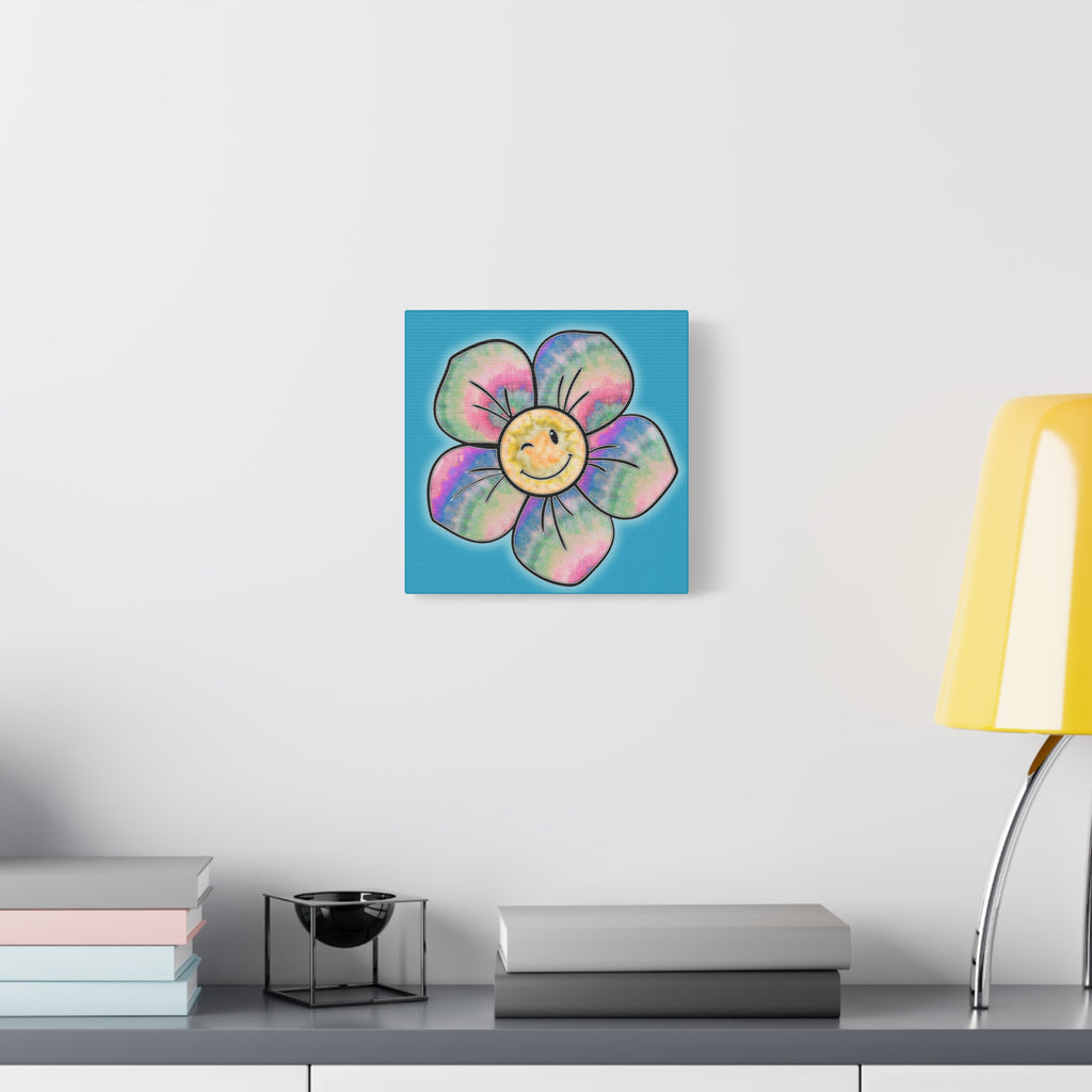 Canvas Print - Psychedelic Flower with Tye-Dye Petals and Winky Face