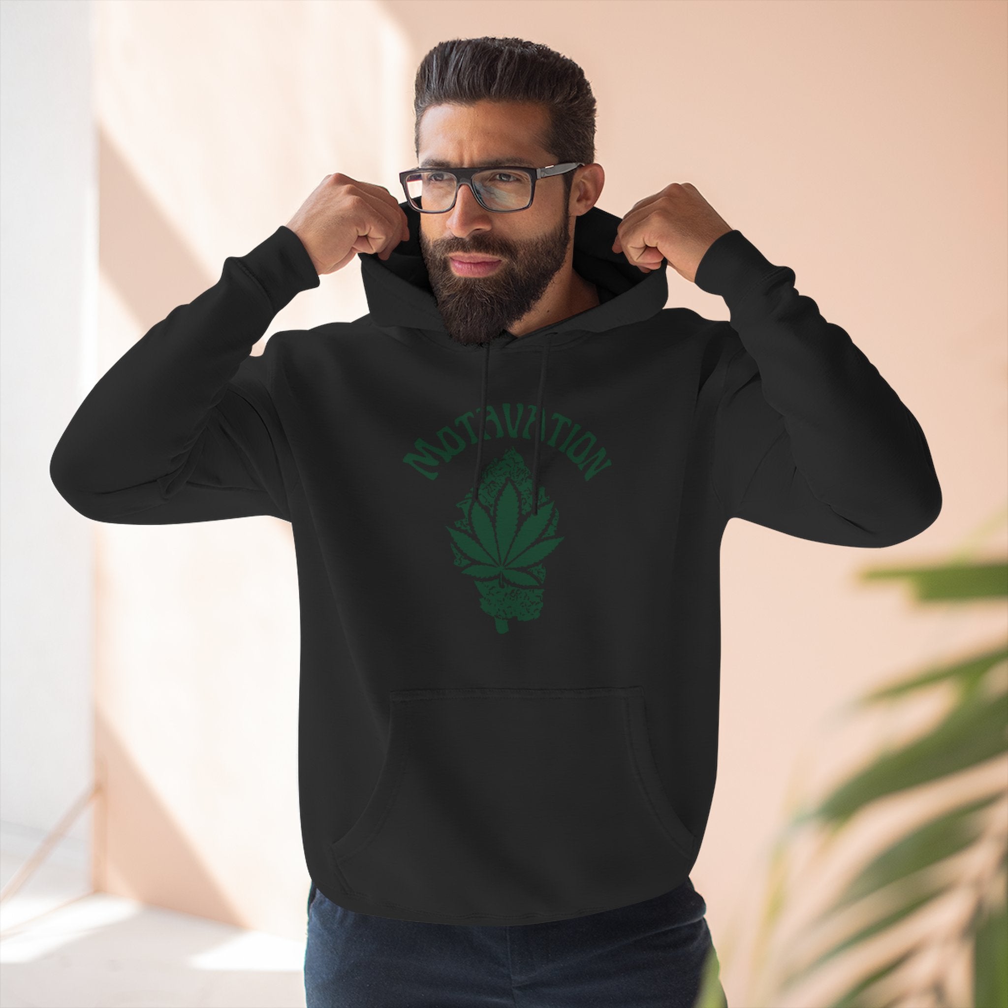 Fleece Hoodie - Motavation Marijuana Leaf & Bud Design