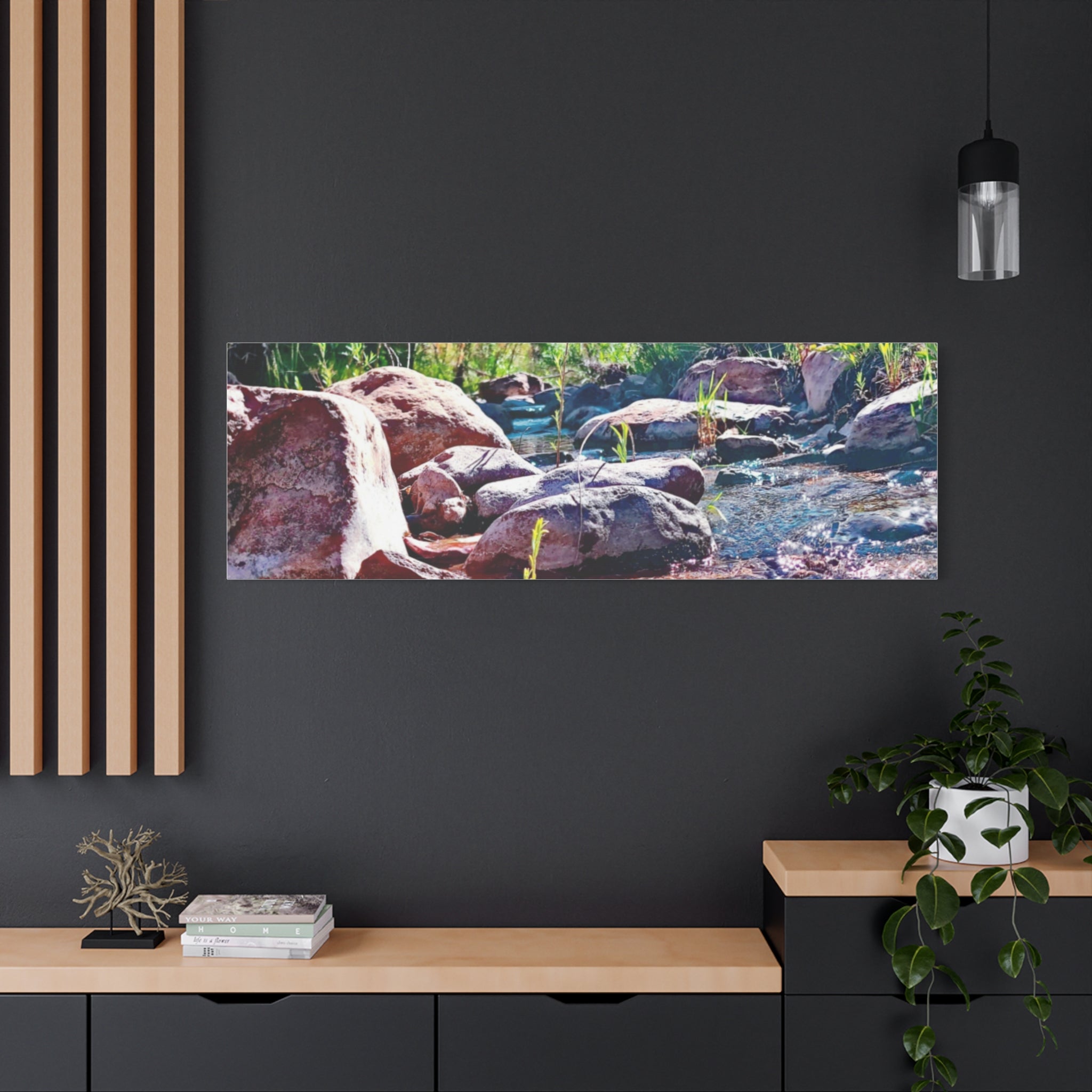 White Water Stream Art Canvas
