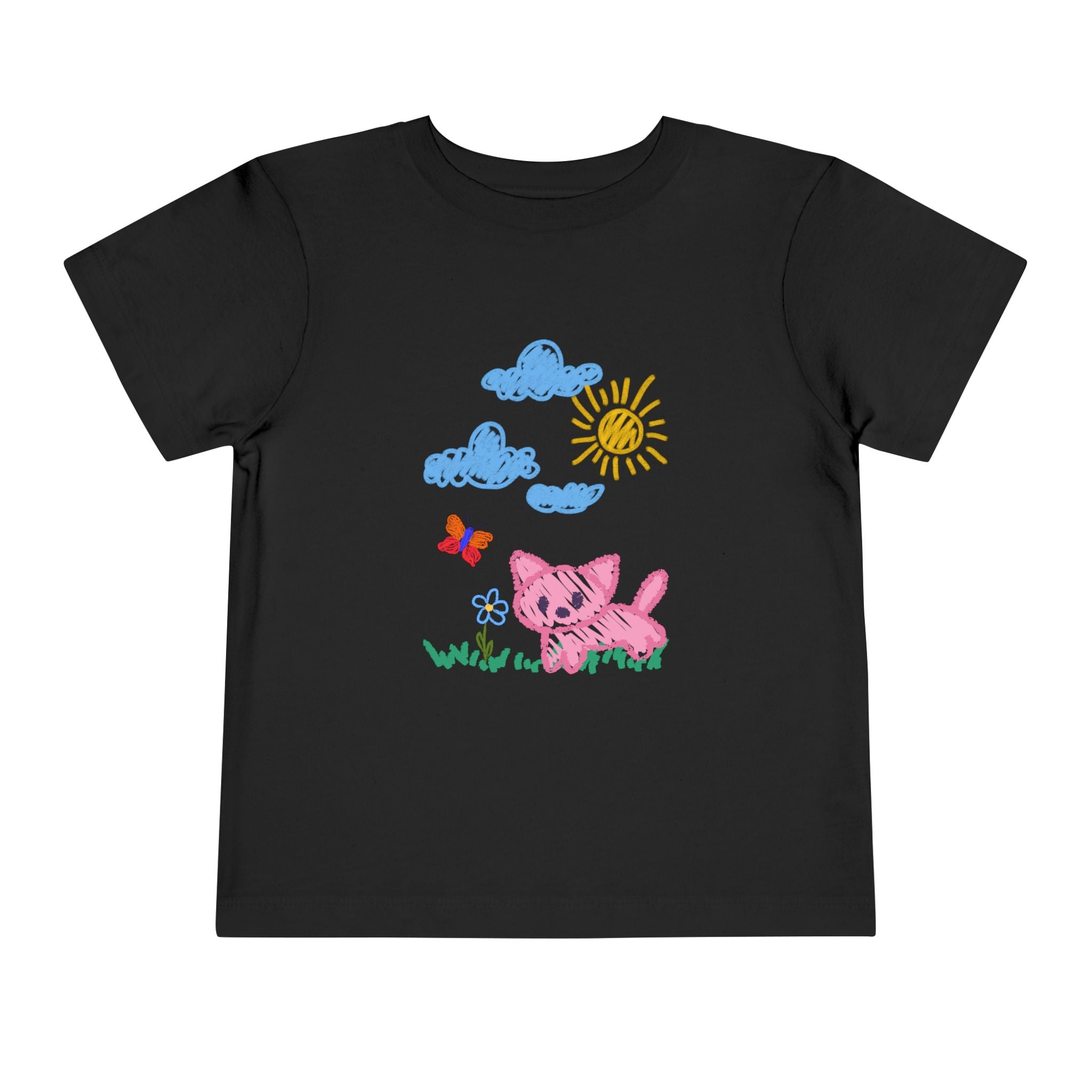 Toddler T-Shirt Cat Outside Crayon Drawing