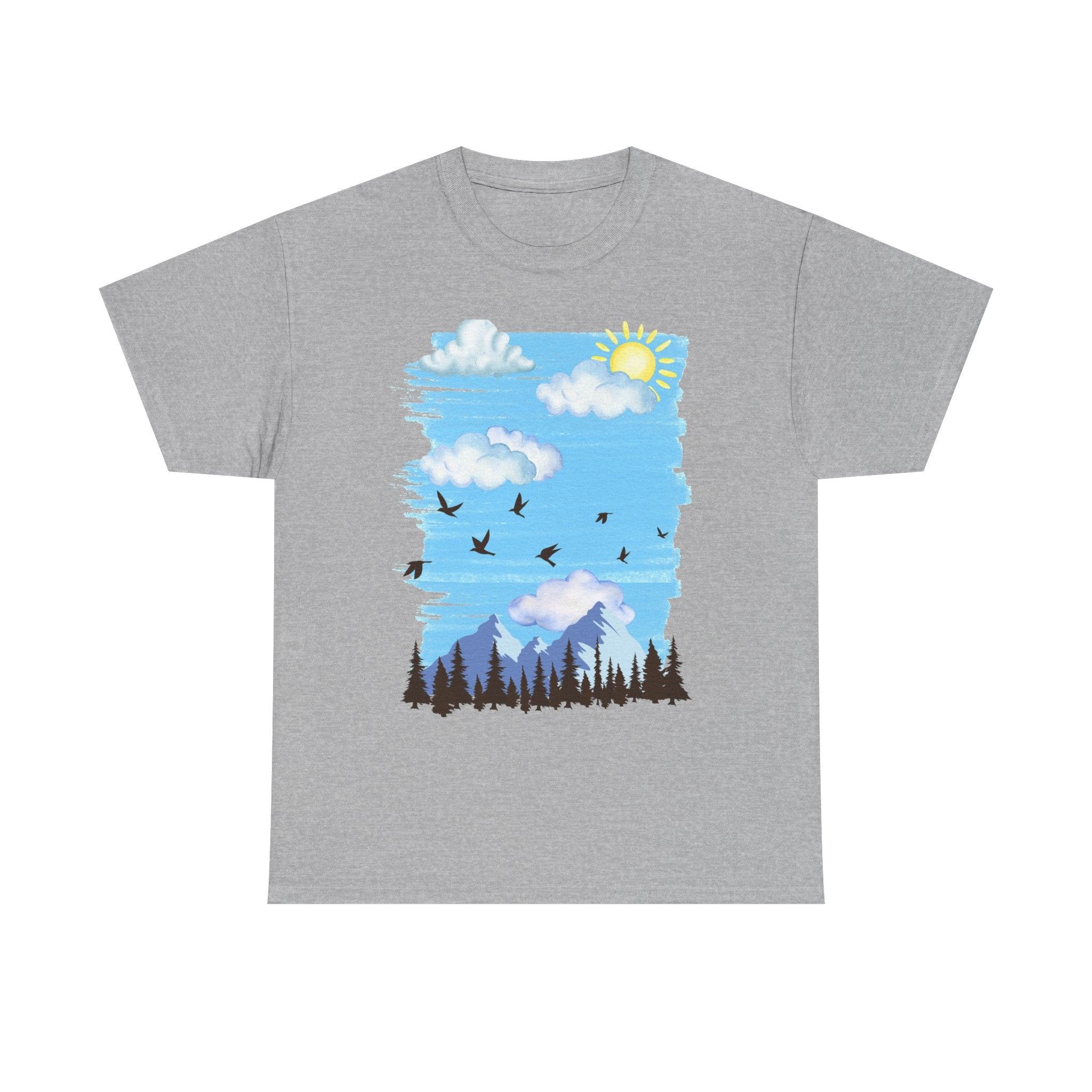 Sunny Sky Nature Tee, Comfortable T-Shirt for Outdoor Lovers, Unisex Tee for Hiking, Gifts for Nature Enthusiasts, Casual Wear, Summer Style