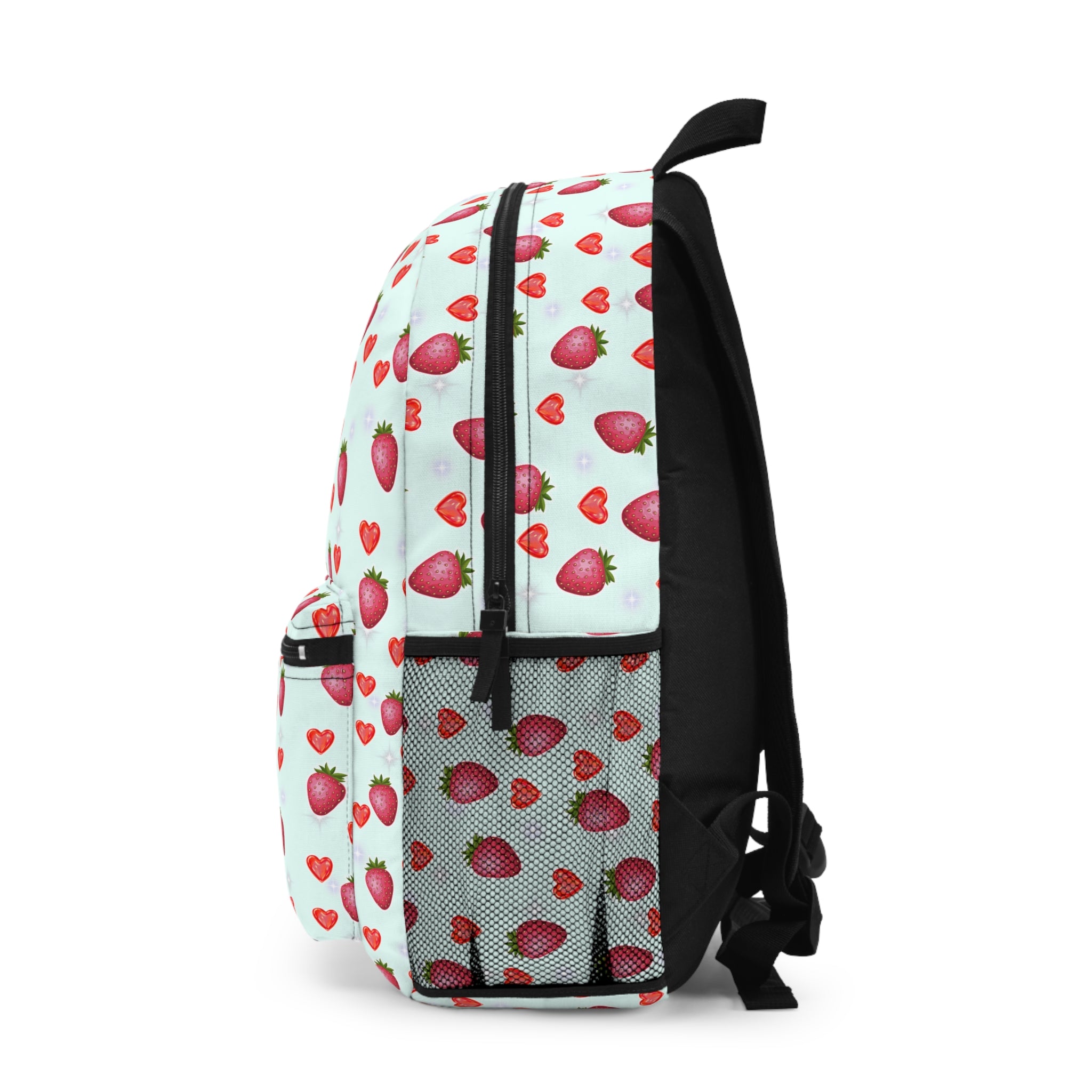 Strawberry Heart Backpack - Cute School Bag, Gift for Kids, Trendy Accessories, Strawberry Lover Gift, Back to School Essentials