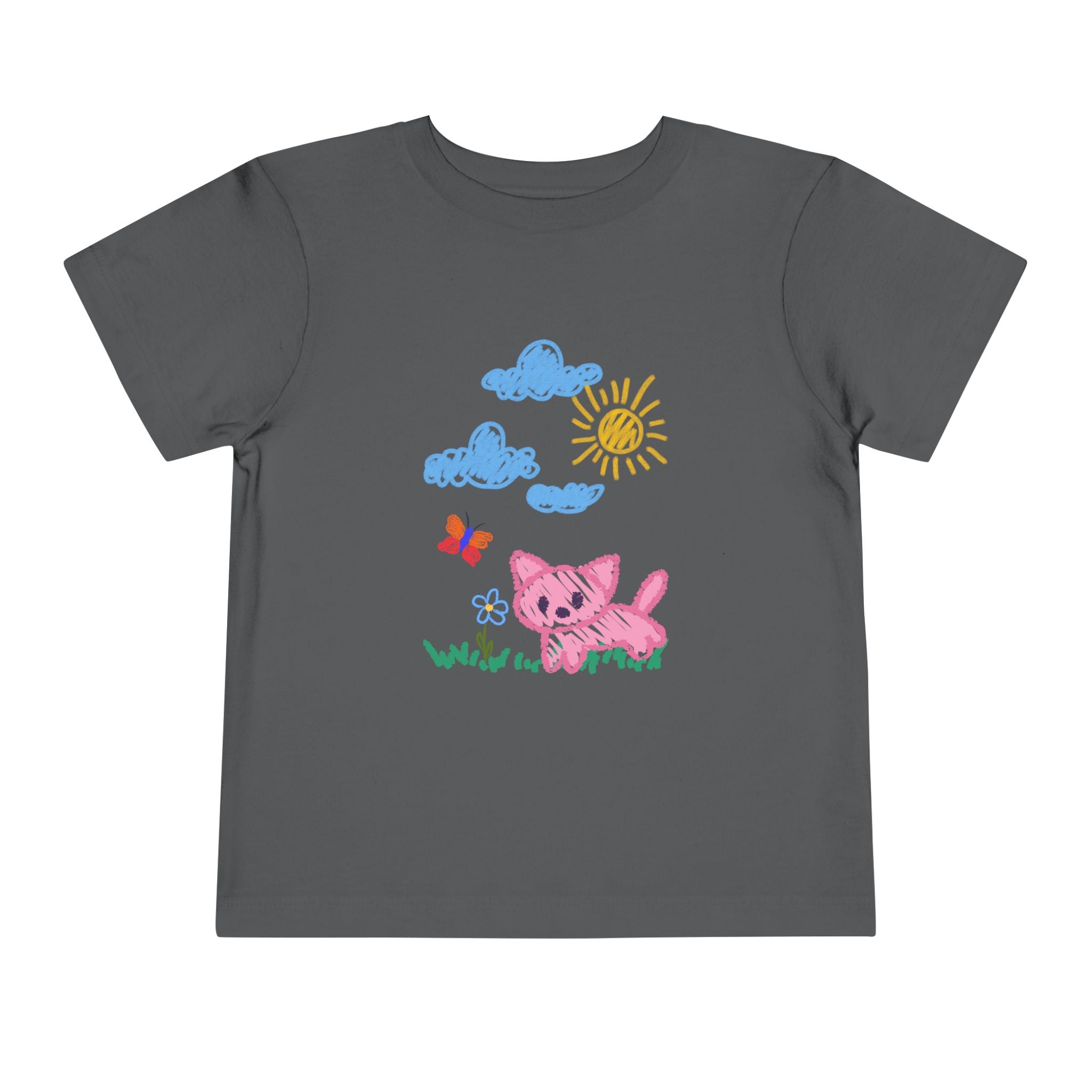 Toddler T-Shirt Cat Outside Crayon Drawing