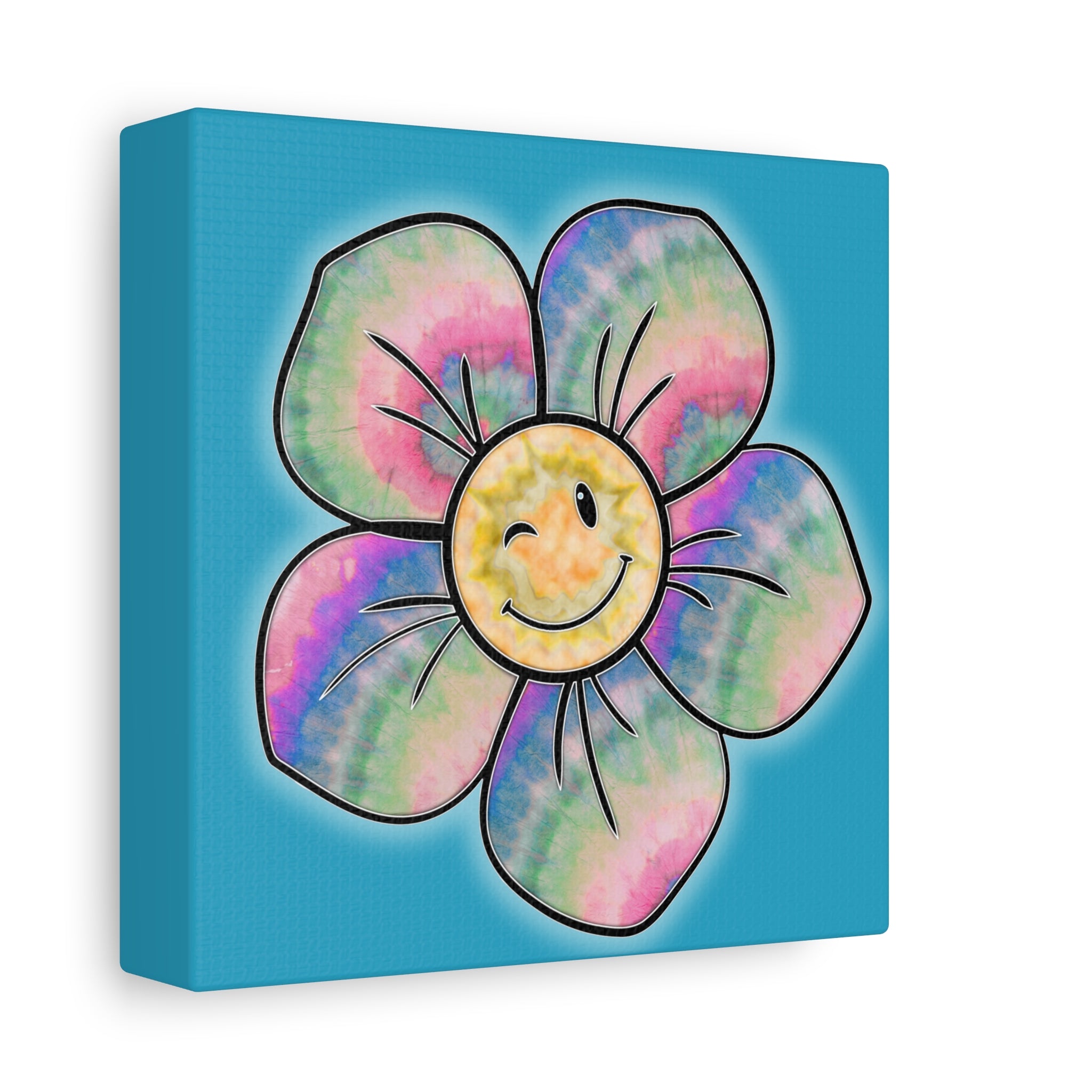 Canvas Print - Psychedelic Flower with Tye-Dye Petals and Winky Face