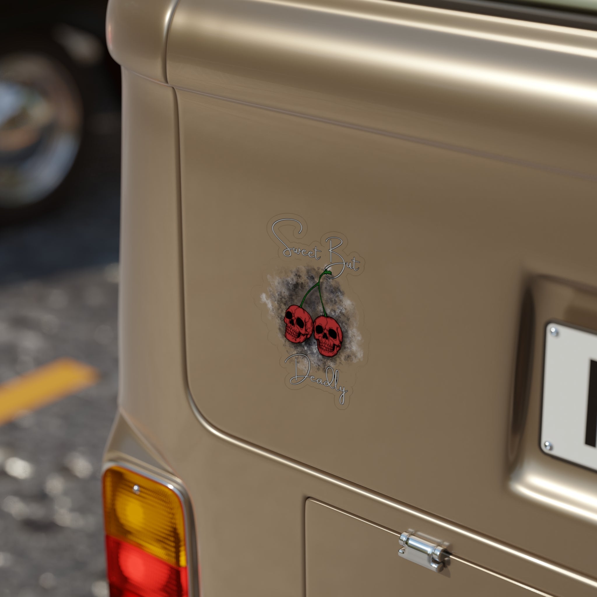 Sweet But Deadly Cherry Skull Sticker — Die-Cut Transparent Outdoor Sticker
