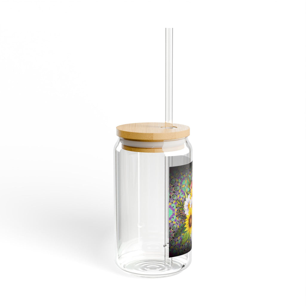 Sunflower and daisy floral Sipper Glass