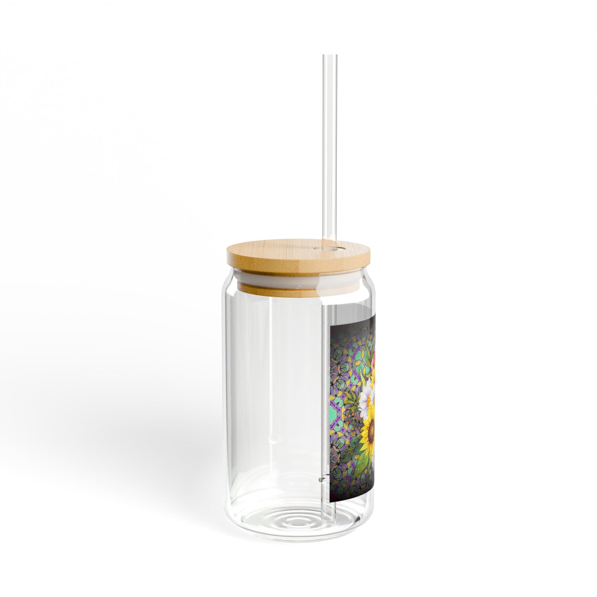 Sunflower and daisy floral Sipper Glass