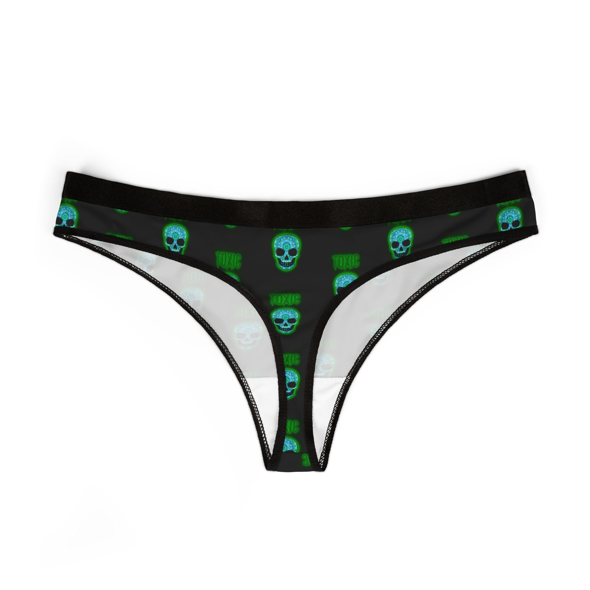 Edgy Skull Print Women's Thongs, Alternative Underwear, Halloween Gift, Fun Lingerie, Unique Sleepwear, Gothic Fashion