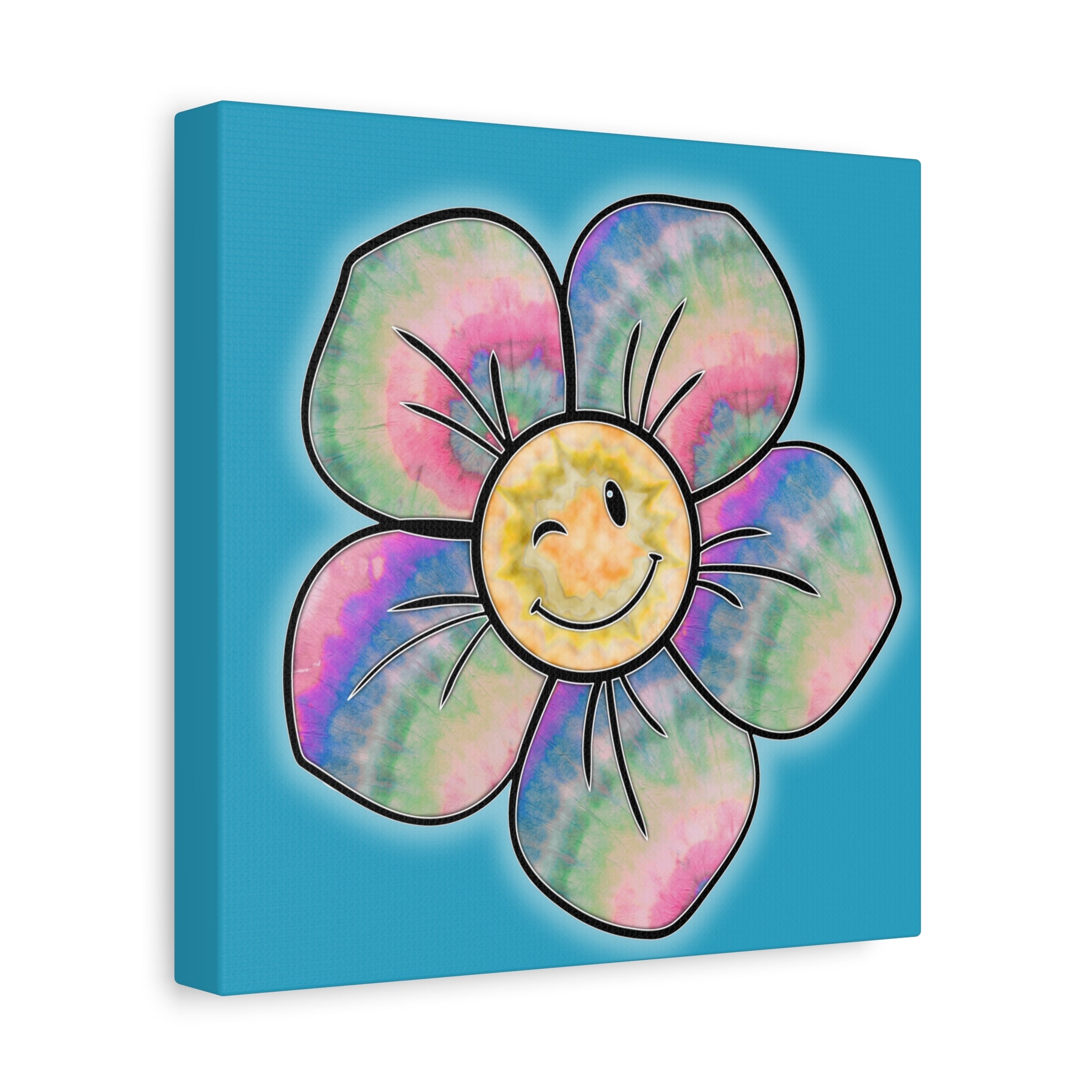 Canvas Print - Psychedelic Flower with Tye-Dye Petals and Winky Face