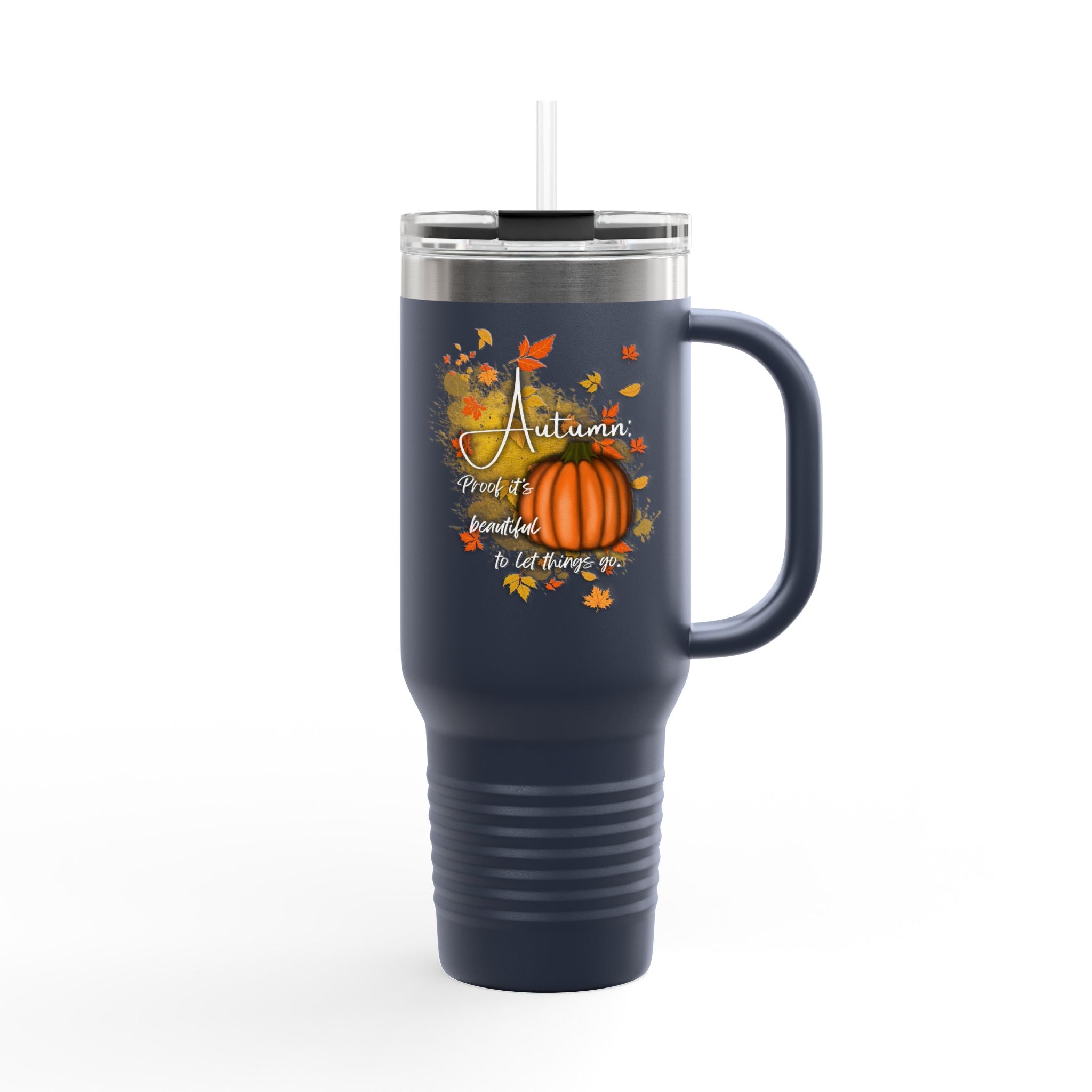 Autumn Insulated Travel Mug, 40oz | Fall Coffee Cup, Pumpkin Design, Holiday Gift, Travel Drinkware, Seasonal Beverage Container