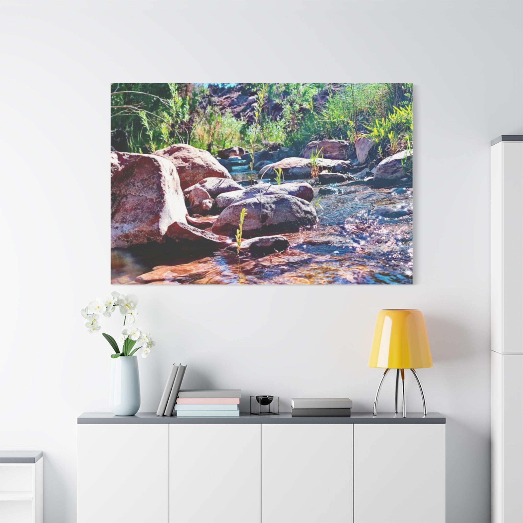 White Water Stream Art Canvas