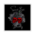 Sweet But Deadly Cherry Skull Square Sticker — Gothic Cute Laptop Decal