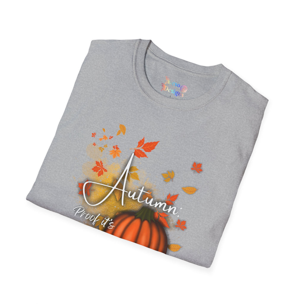 Autumn Vibes Unisex Softstyle T-Shirt, Fall Shirt, Pumpkin Tee, Seasonal Apparel, Comfortable Casual Wear, Perfect for Autumn Celebrations