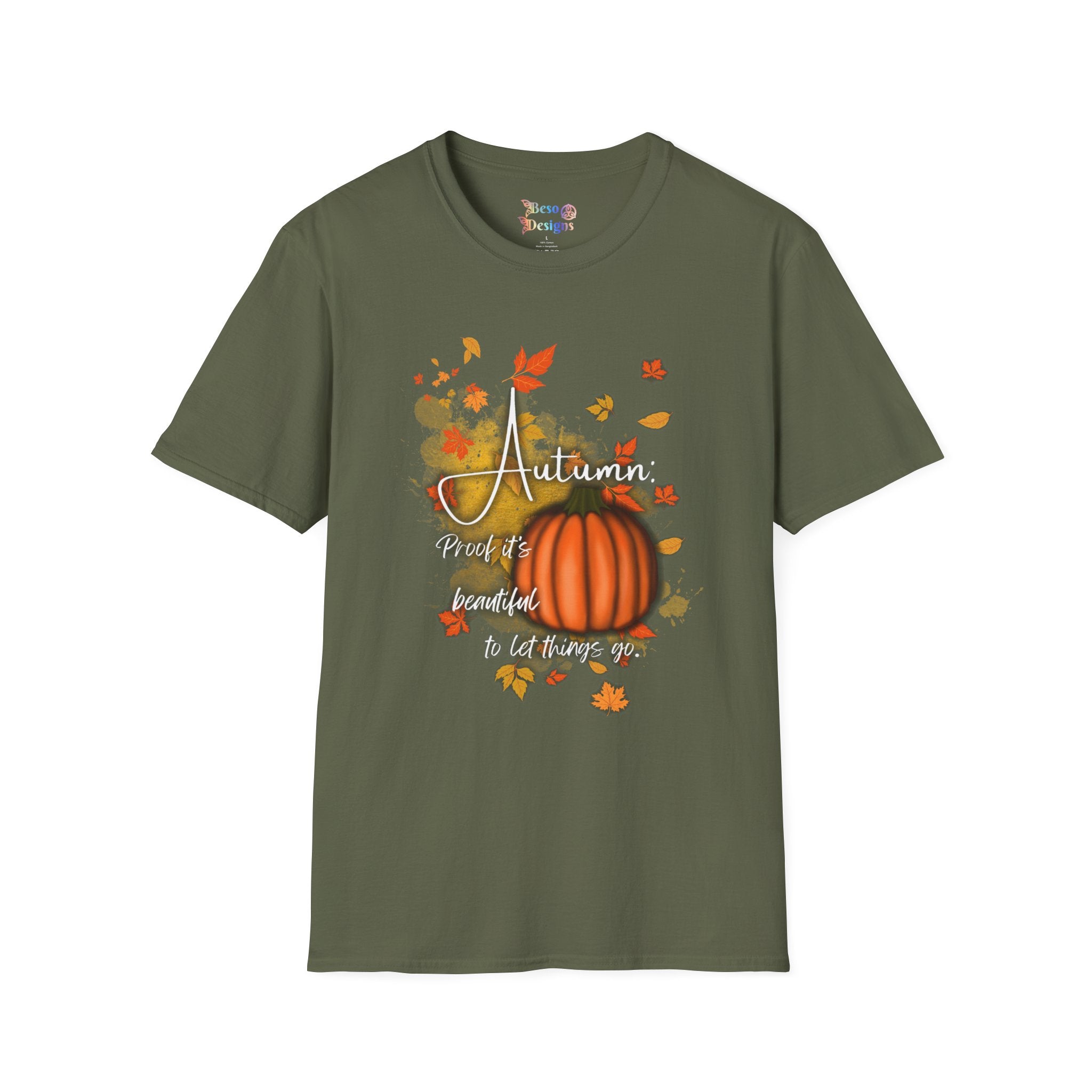 Autumn Vibes Unisex Softstyle T-Shirt, Fall Shirt, Pumpkin Tee, Seasonal Apparel, Comfortable Casual Wear, Perfect for Autumn Celebrations