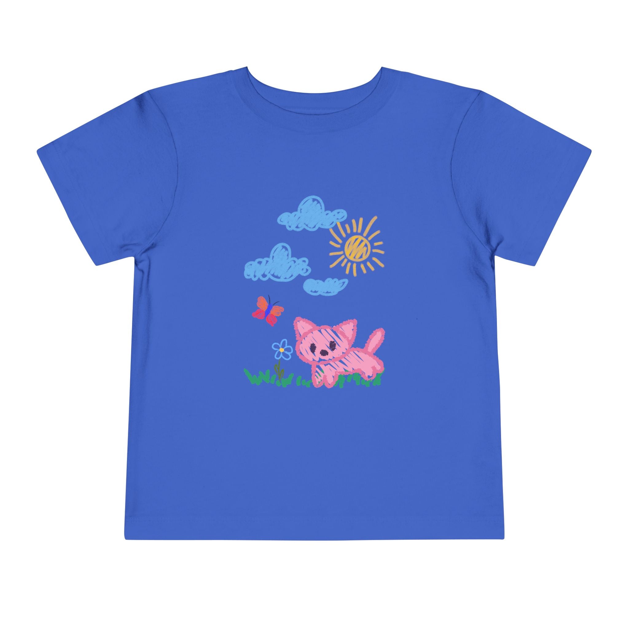 Toddler T-Shirt Cat Outside Crayon Drawing