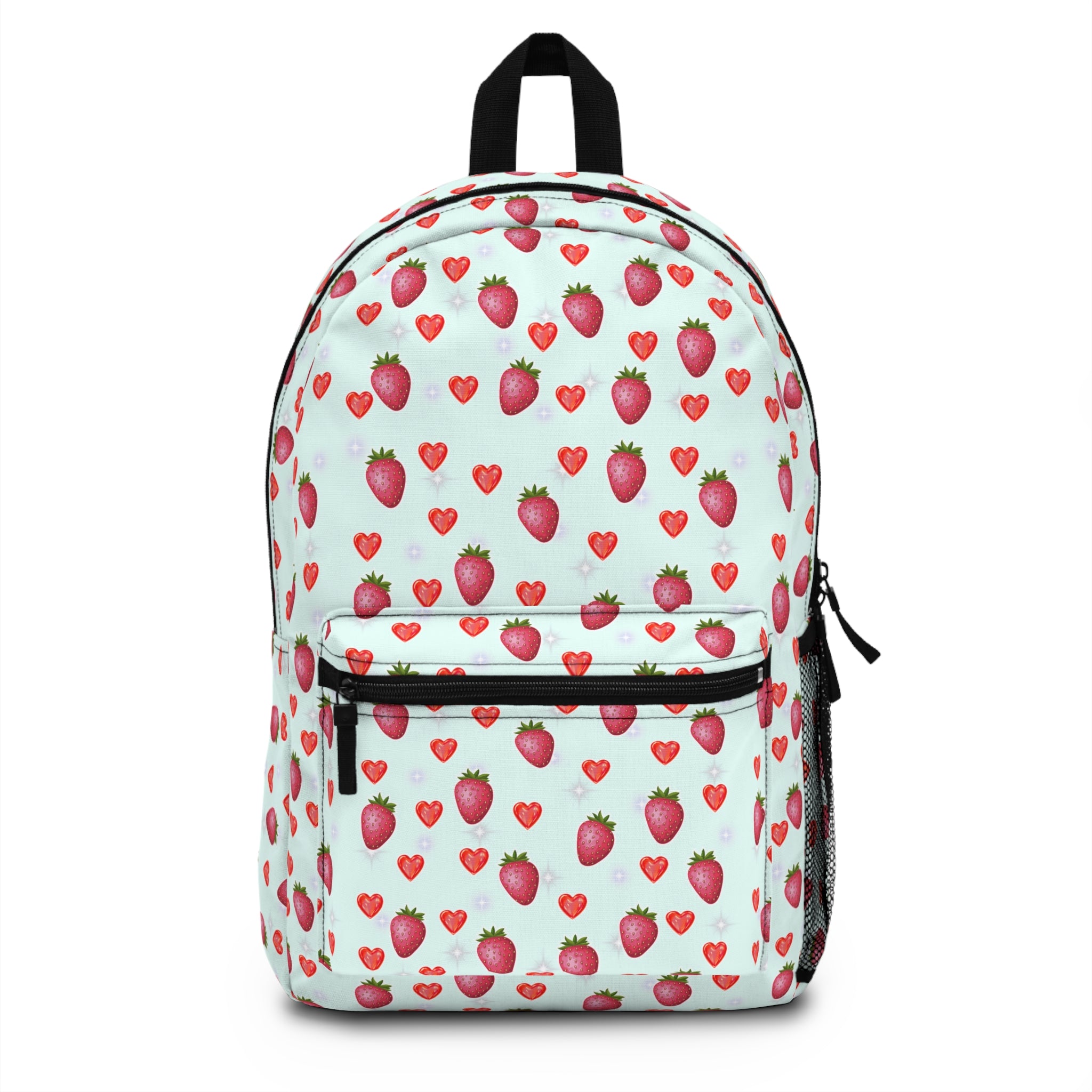 Strawberry Heart Backpack - Cute School Bag, Gift for Kids, Trendy Accessories, Strawberry Lover Gift, Back to School Essentials