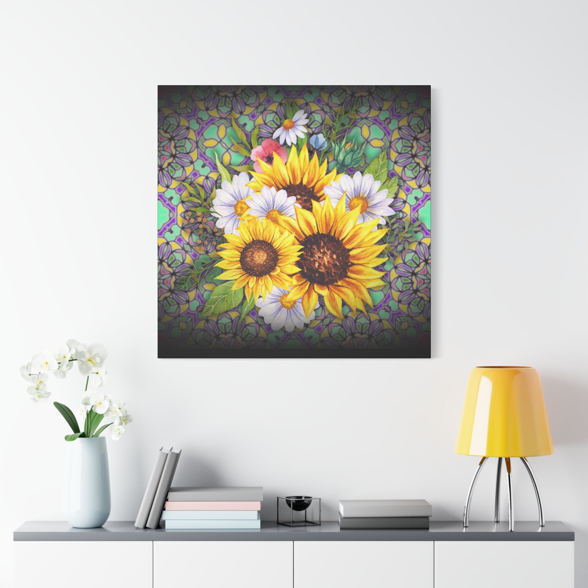 Floral Art Canvas Print, Wall Décor for Home, Gift for Flower Lovers, Botanical Wall Art, Sunflower Canvas