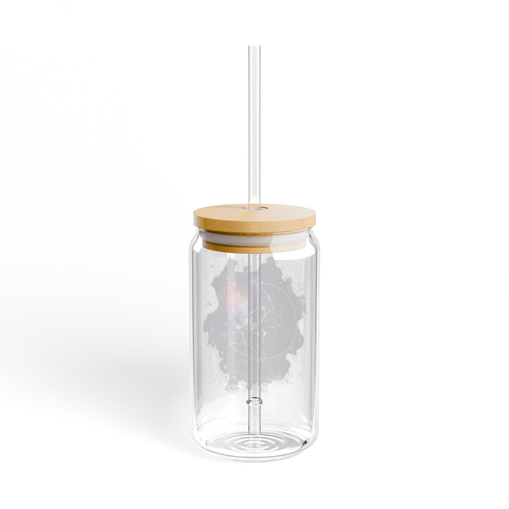 Cosmic Sipper Glass, 16oz | Galaxy Themed Drinkware, Unique Glass Mug, Space Lover Gift, Portable Beverage Container, Eco-Friendly Straw