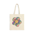 Colorful Flower Smile Tote Bag, Eco-Friendly Canvas Bag, Shopping Bag, Beach Bag, Gift for Her