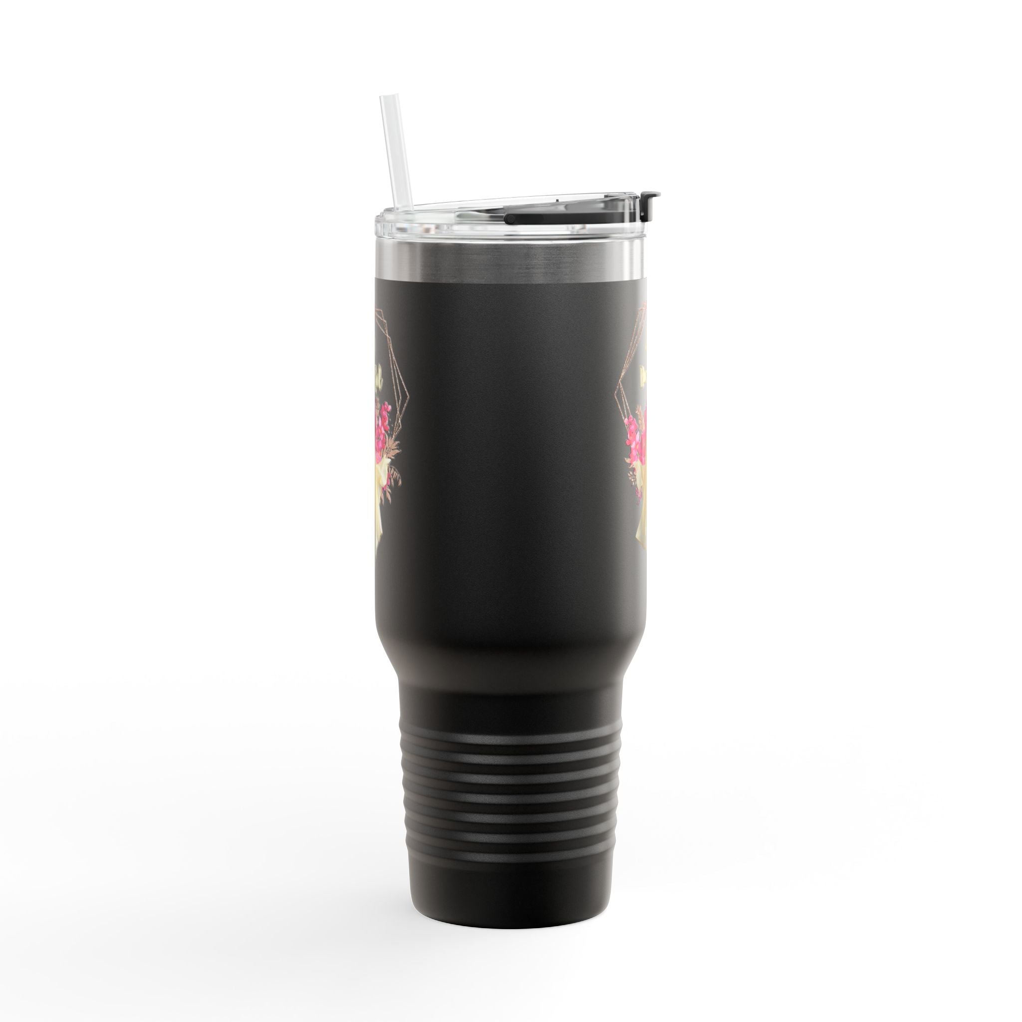 Spooky Floral Insulated Travel Mug, Perfect for Halloween, Ghost Lovers, Coffee Enthusiasts, Unique Gift Idea, 40oz Mug