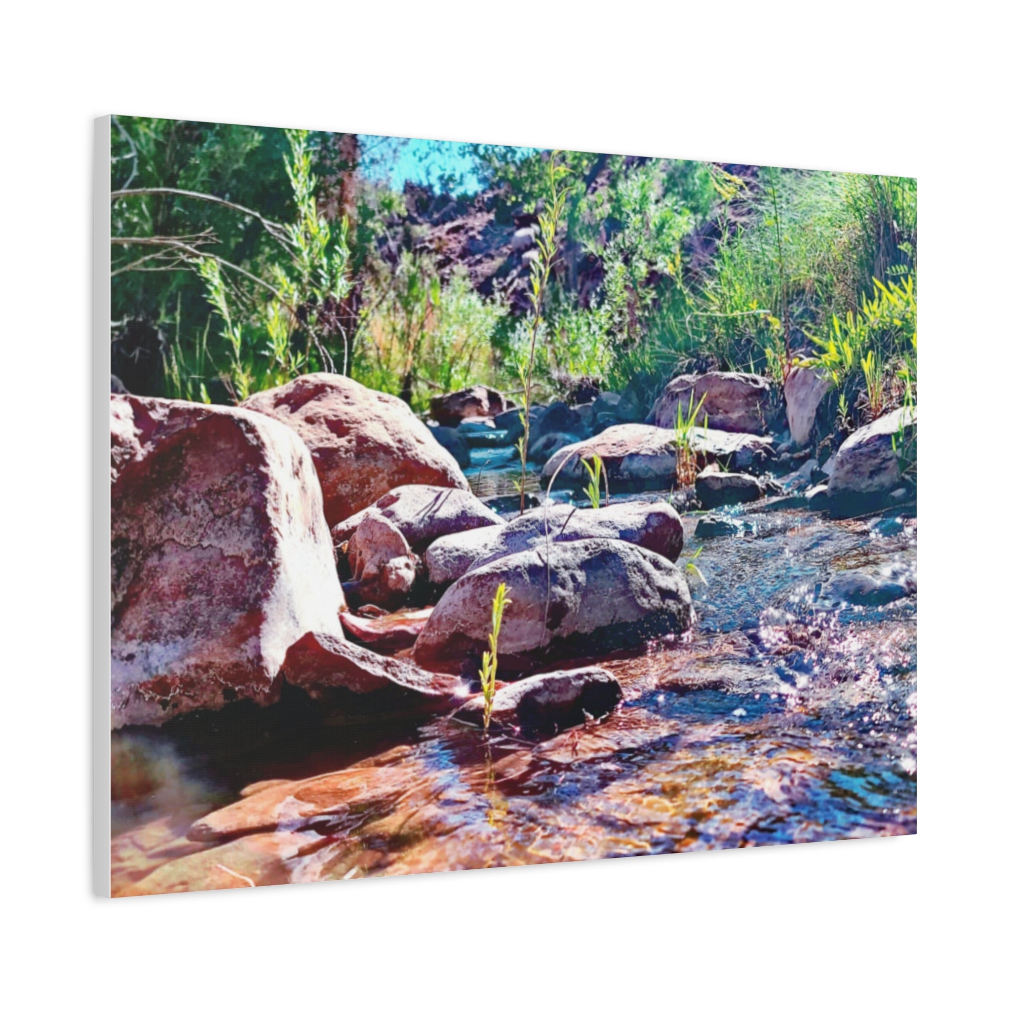 White Water Stream Art Canvas