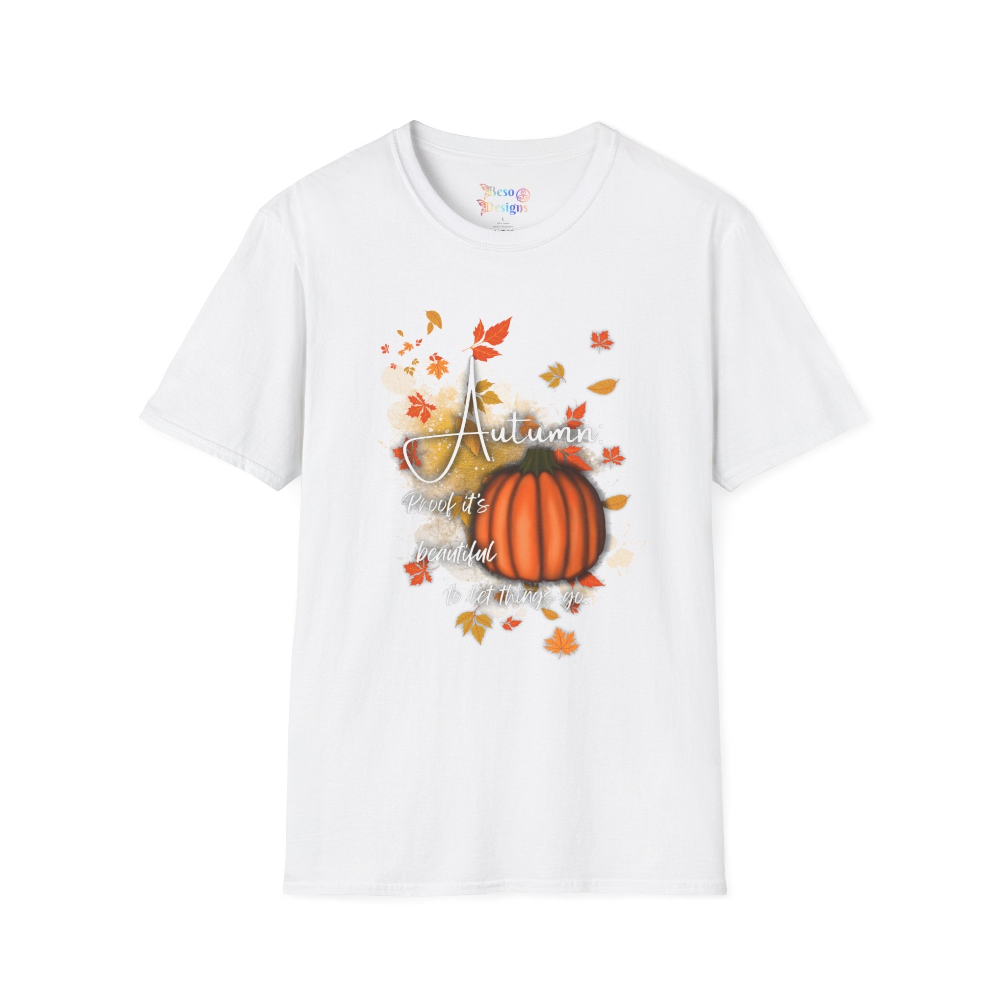 Autumn Vibes Unisex Softstyle T-Shirt, Fall Shirt, Pumpkin Tee, Seasonal Apparel, Comfortable Casual Wear, Perfect for Autumn Celebrations