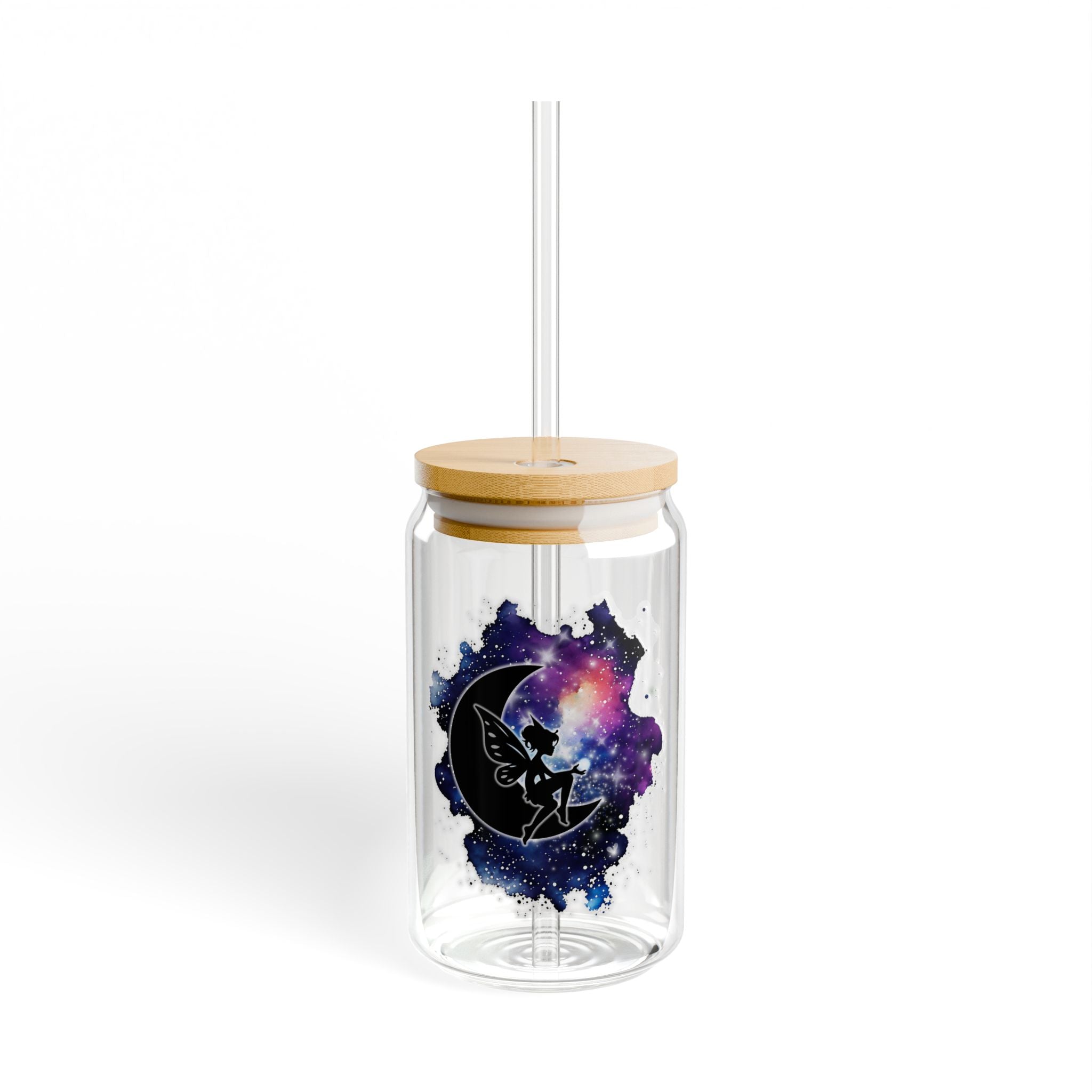 Cosmic Sipper Glass, 16oz | Galaxy Themed Drinkware, Unique Glass Mug, Space Lover Gift, Portable Beverage Container, Eco-Friendly Straw