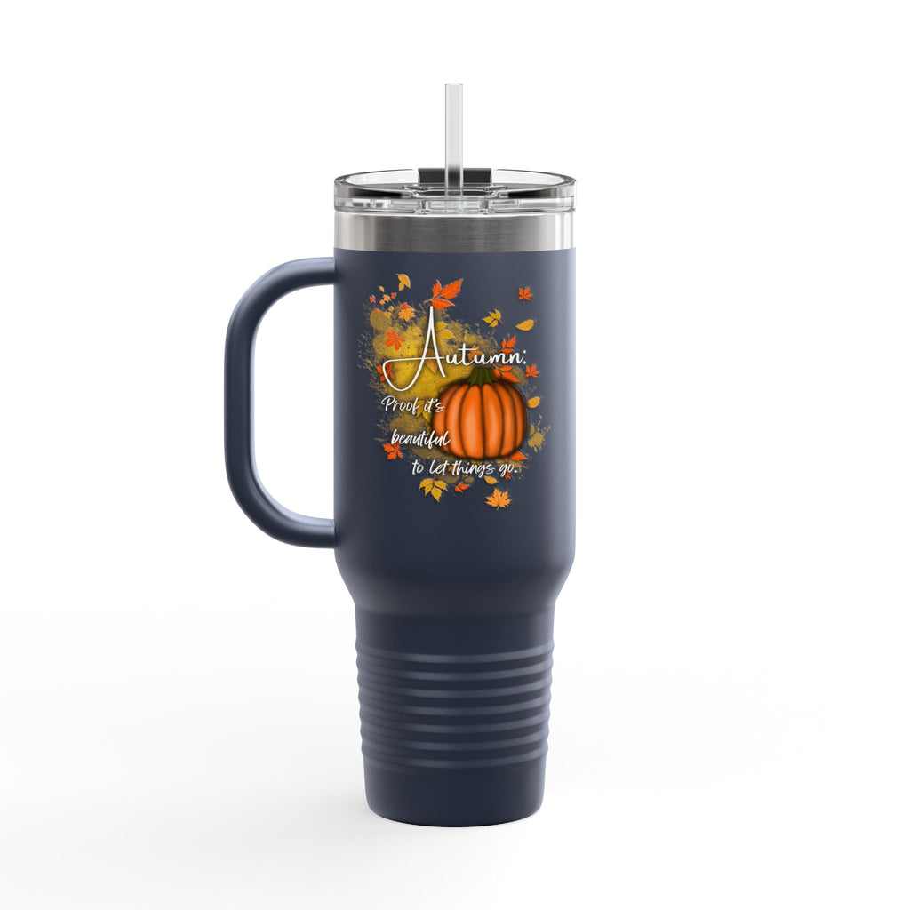 Autumn Insulated Travel Mug, 40oz | Fall Coffee Cup, Pumpkin Design, Holiday Gift, Travel Drinkware, Seasonal Beverage Container