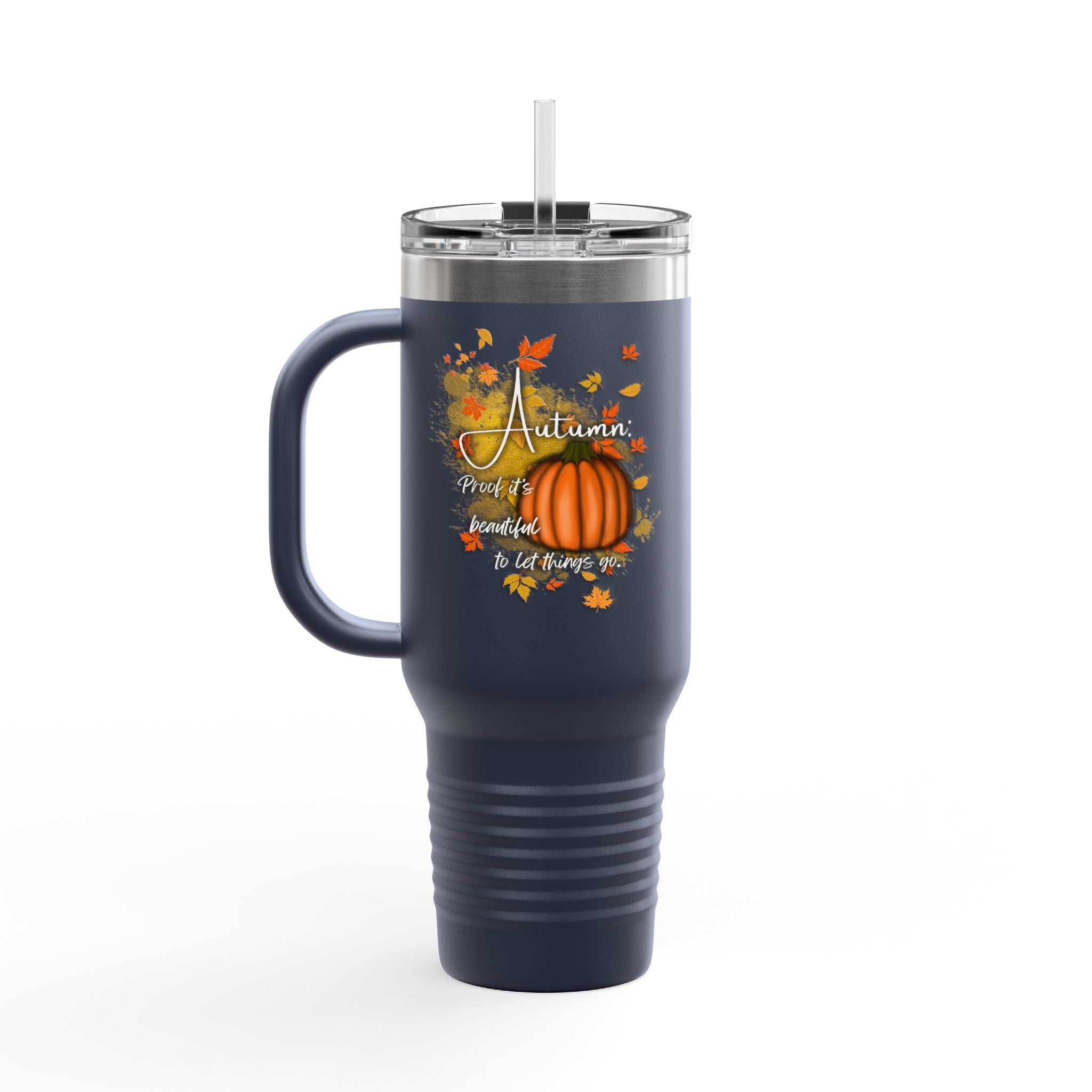 Autumn Insulated Travel Mug, 40oz | Fall Coffee Cup, Pumpkin Design, Holiday Gift, Travel Drinkware, Seasonal Beverage Container