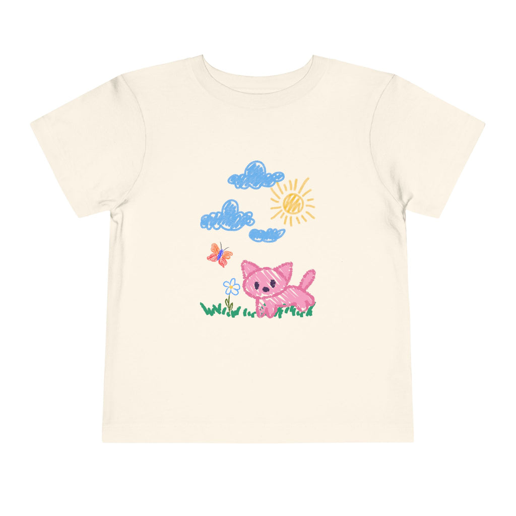 Toddler T-Shirt Cat Outside Crayon Drawing