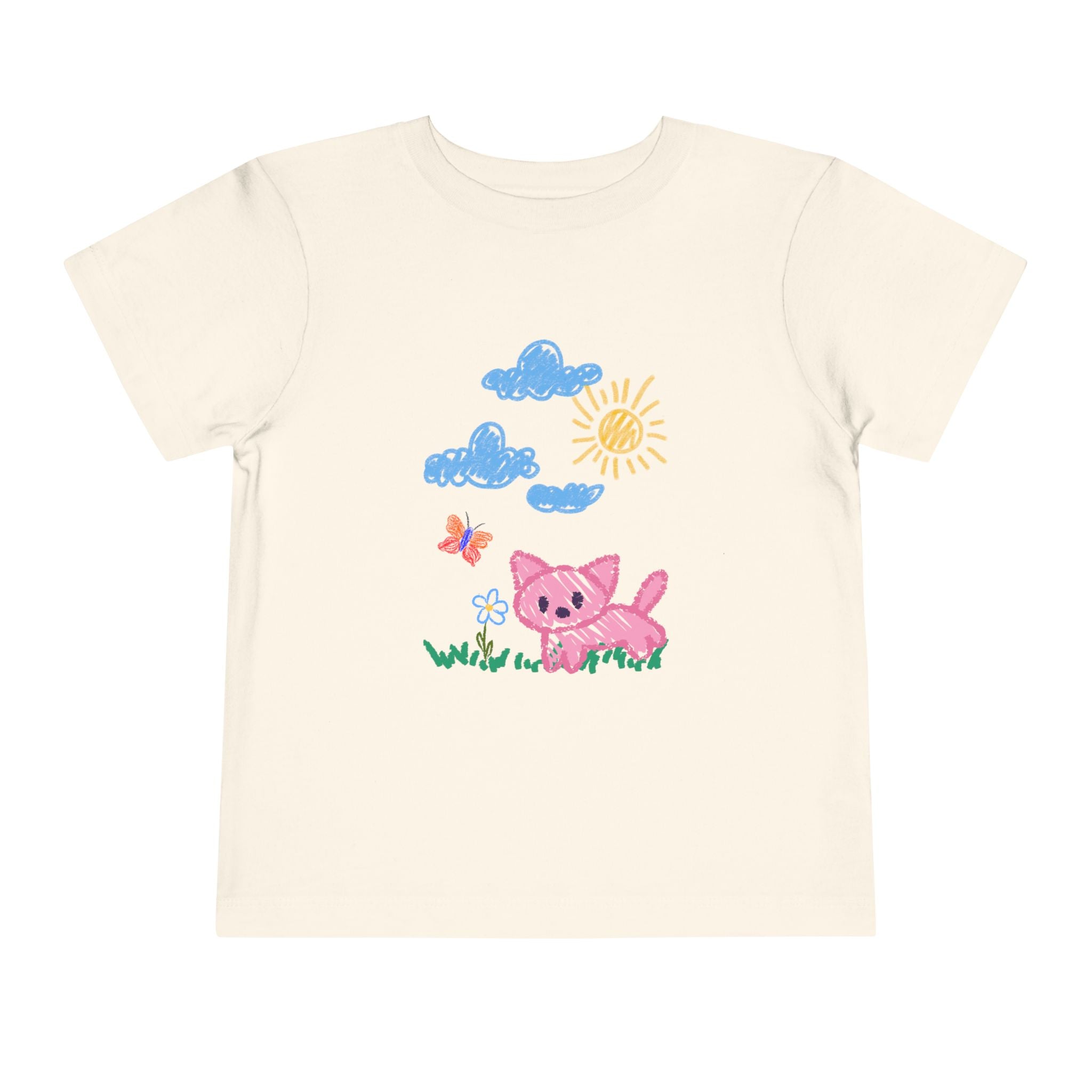 Toddler T-Shirt Cat Outside Crayon Drawing