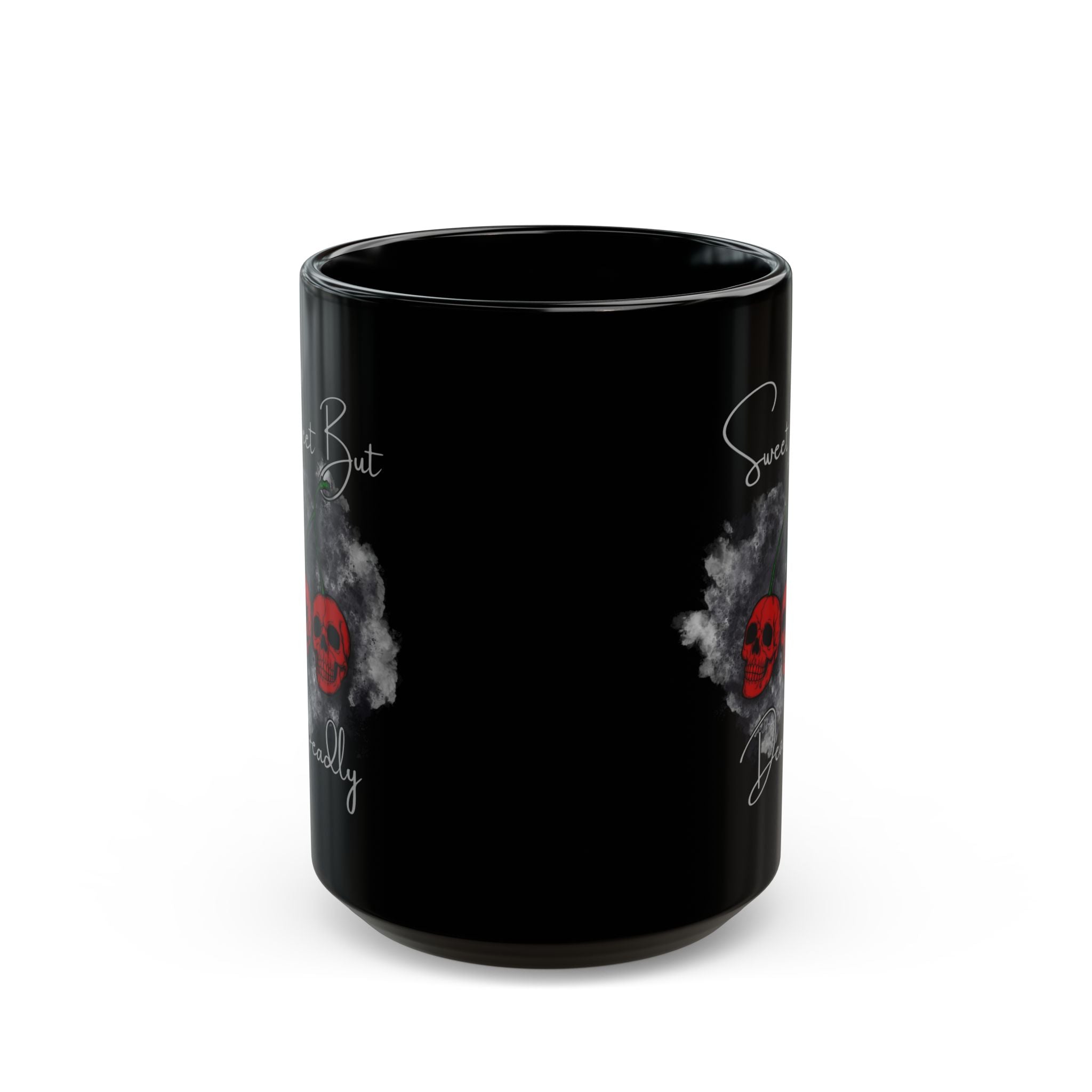 Sweet but Deadly Skull Cherries Mug — Black Ceramic Coffee Cup (11oz, 15oz)