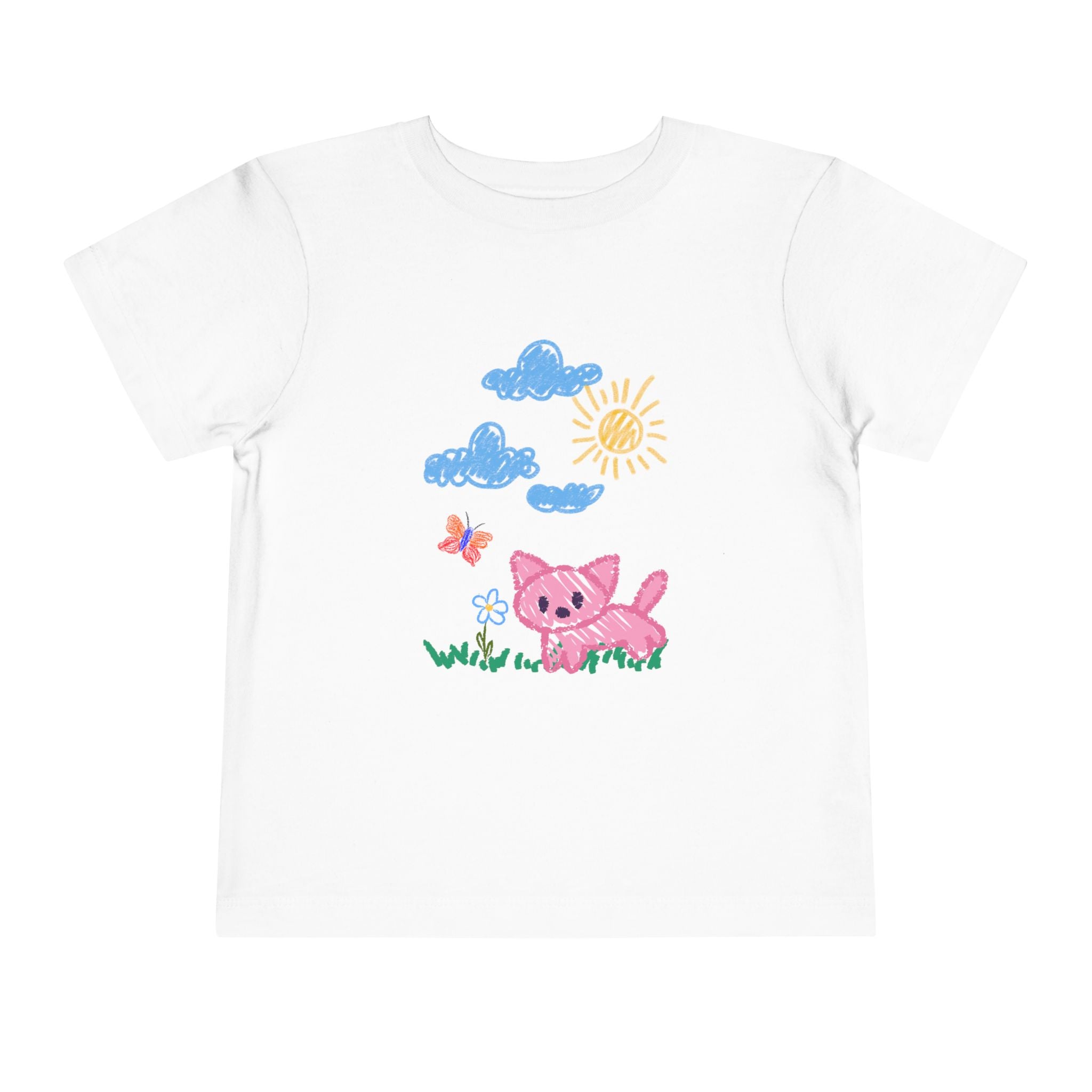 Toddler T-Shirt Cat Outside Crayon Drawing