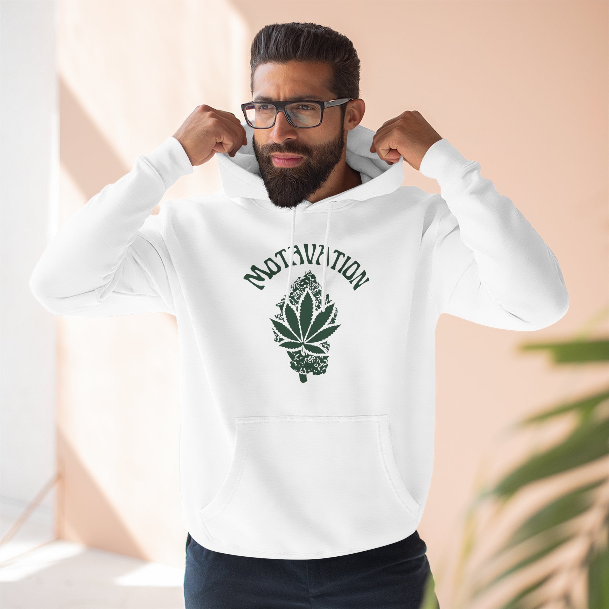 Fleece Hoodie - Motavation Marijuana Leaf & Bud Design