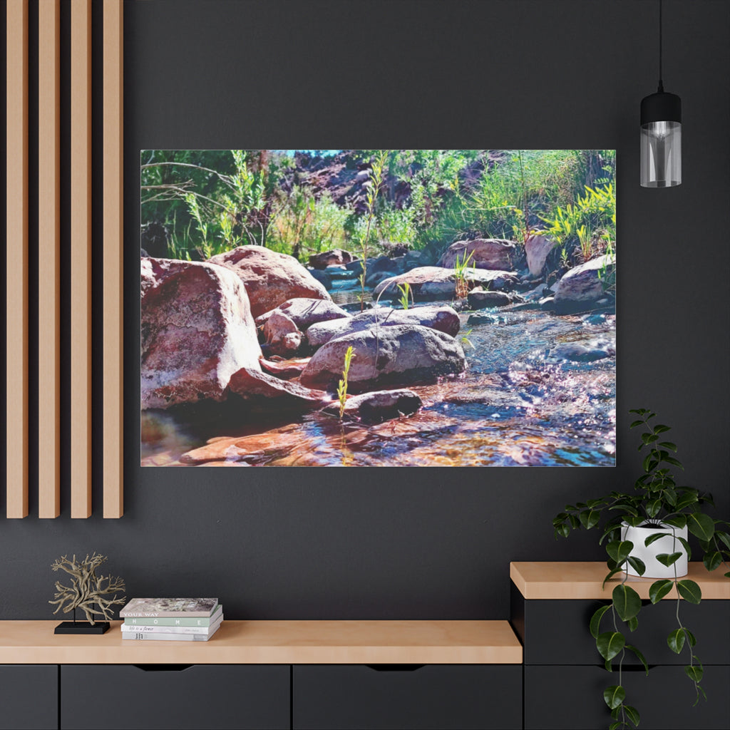 White Water Stream Art Canvas