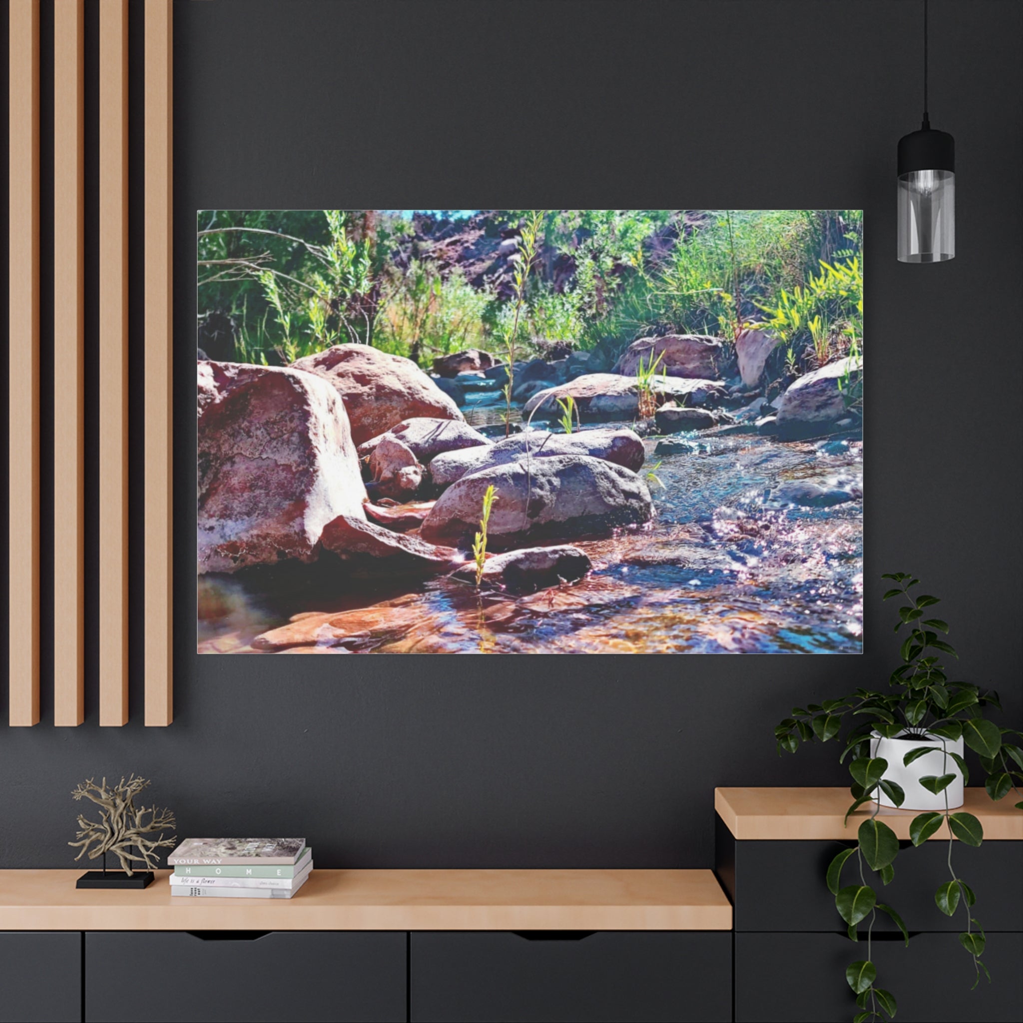 White Water Stream Art Canvas