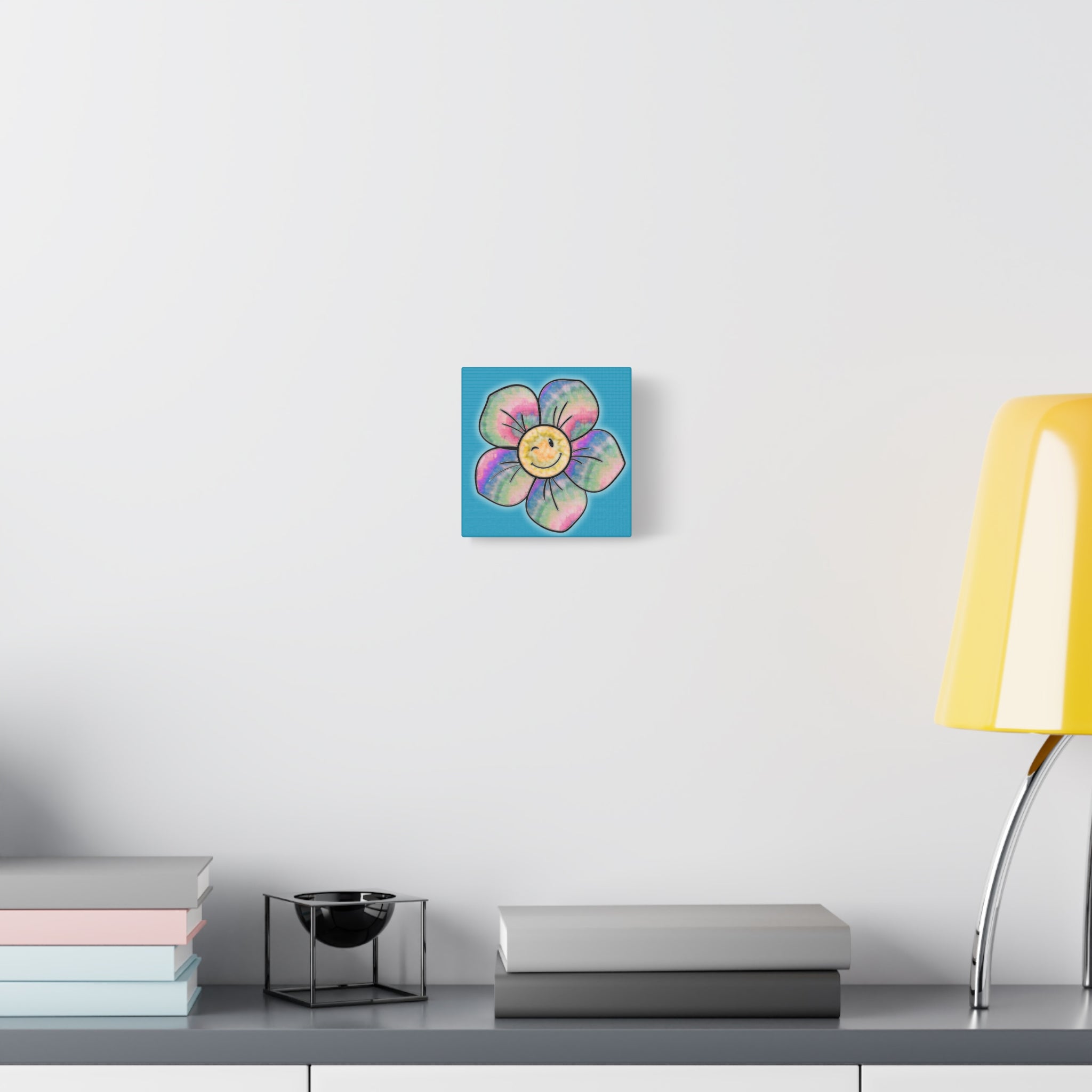 Canvas Print - Psychedelic Flower with Tye-Dye Petals and Winky Face