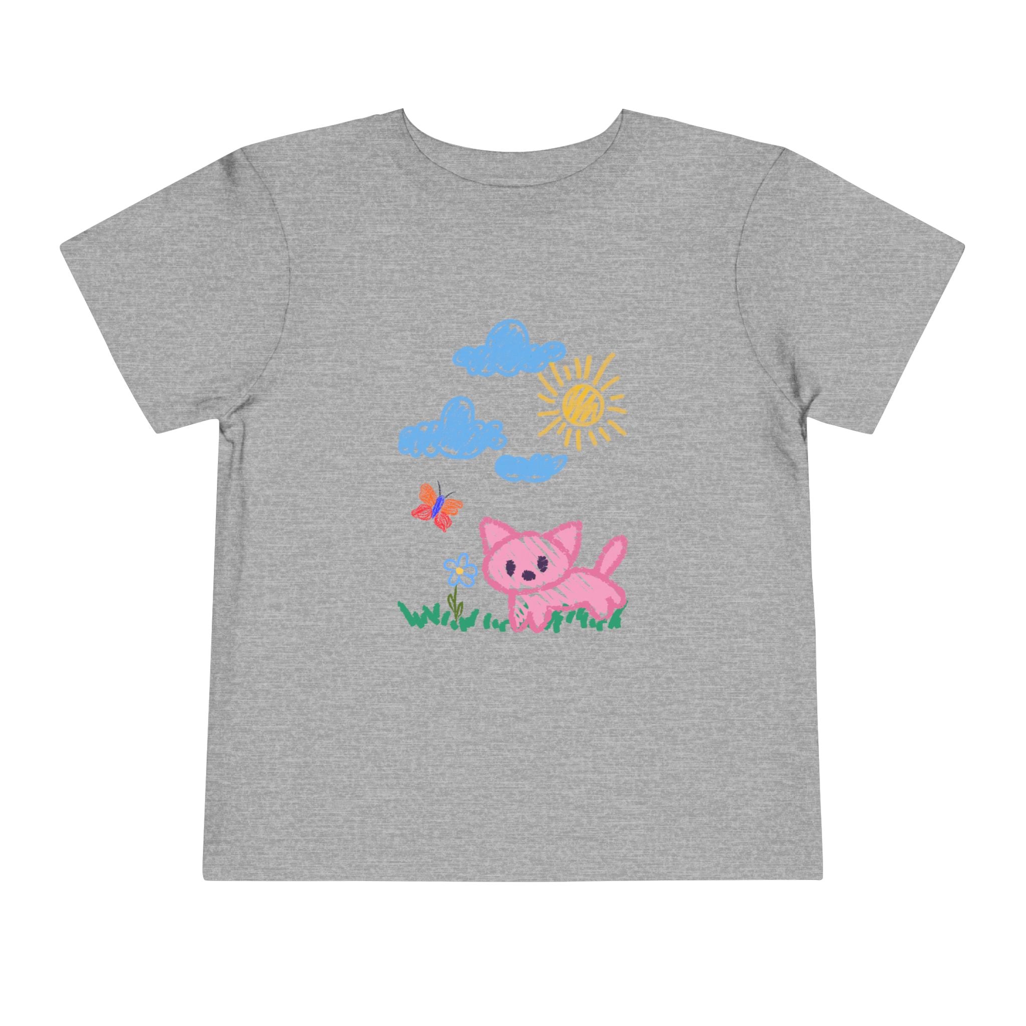 Toddler T-Shirt Cat Outside Crayon Drawing