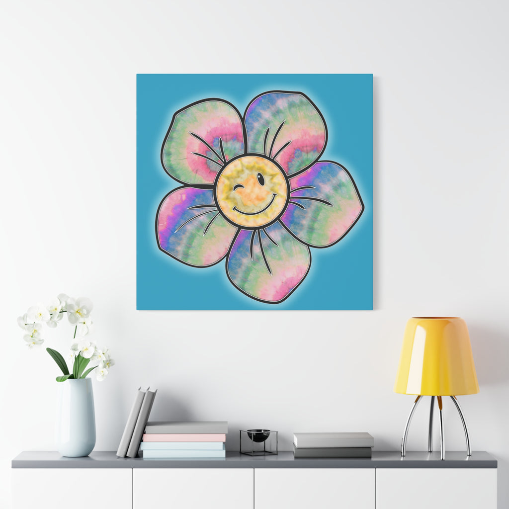 Canvas Print - Psychedelic Flower with Tye-Dye Petals and Winky Face