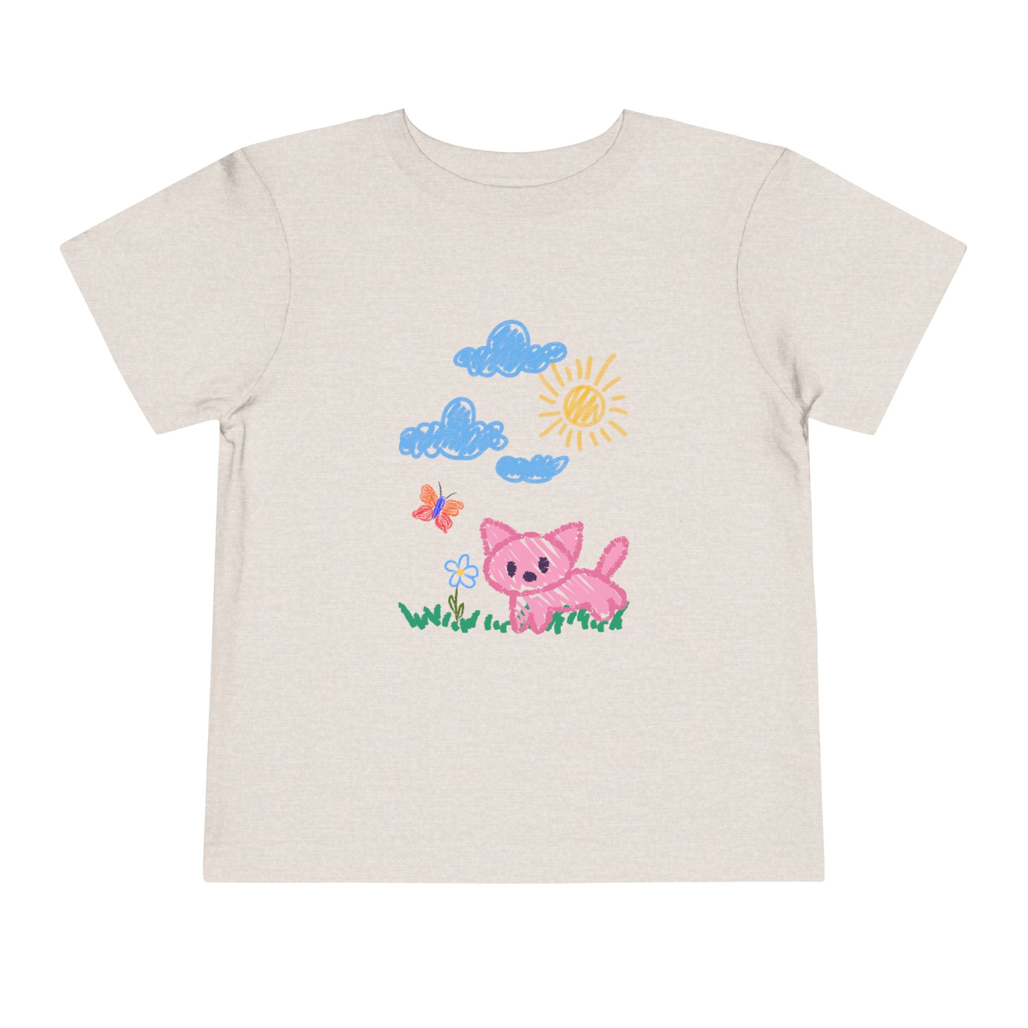 Toddler T-Shirt Cat Outside Crayon Drawing