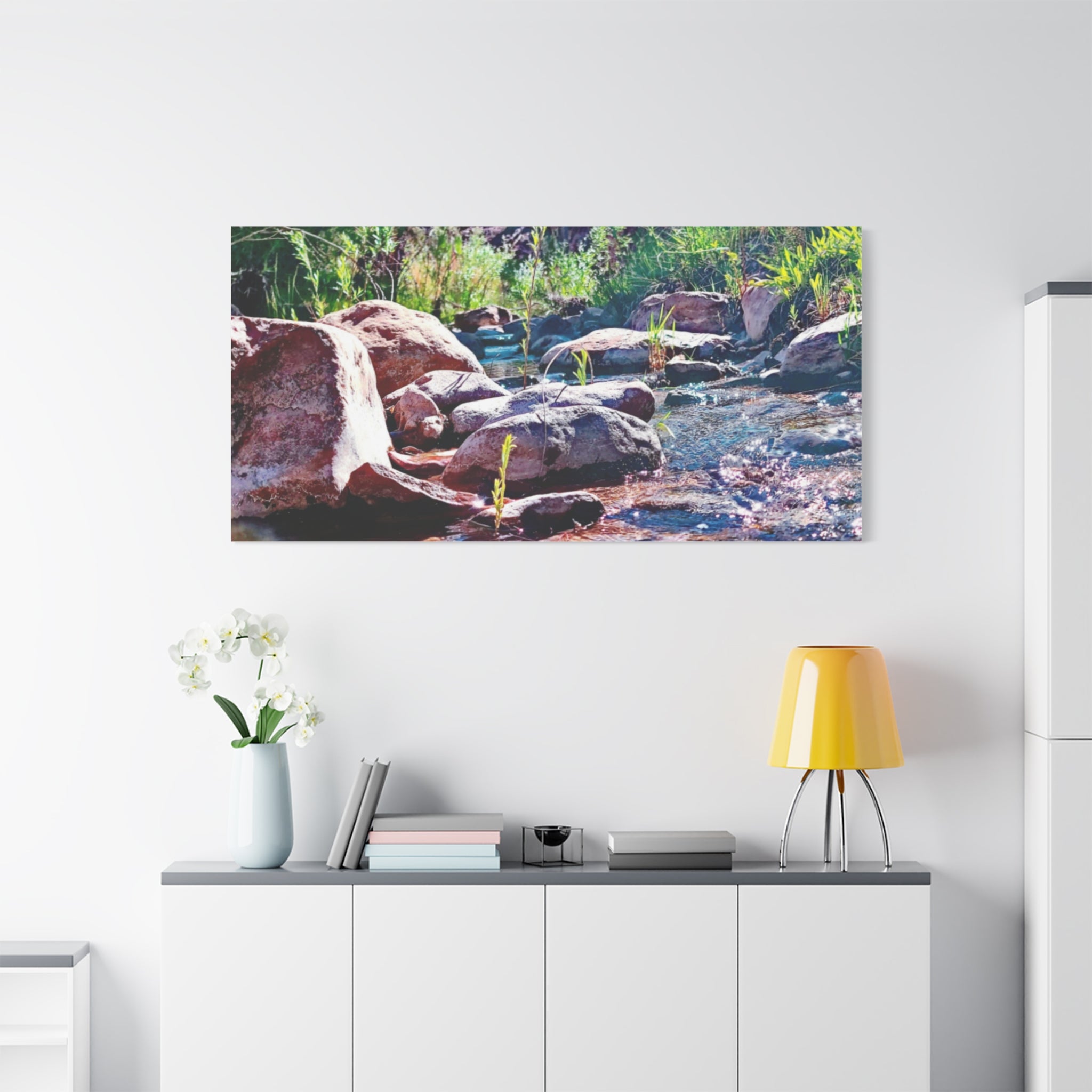 White Water Stream Art Canvas
