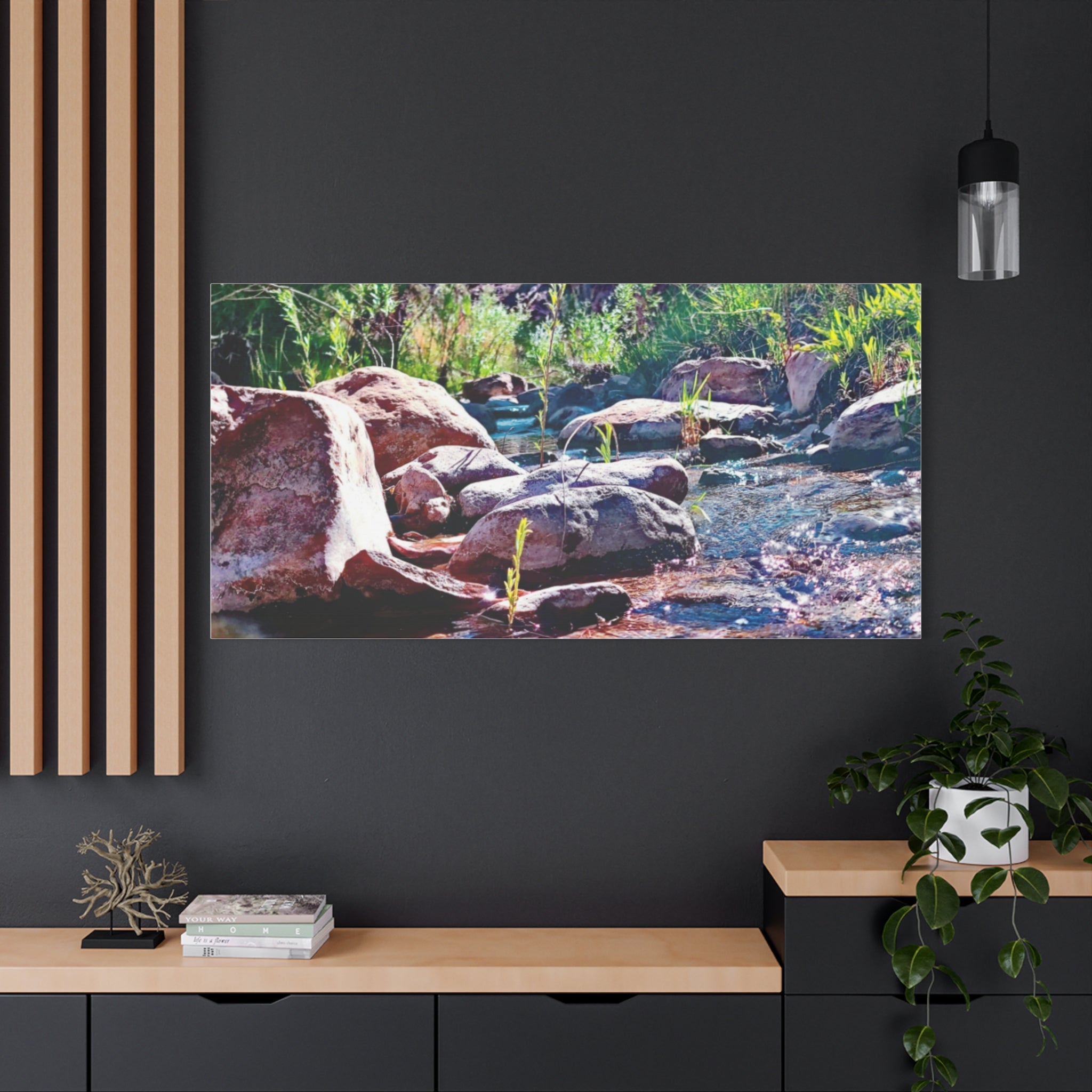 White Water Stream Art Canvas