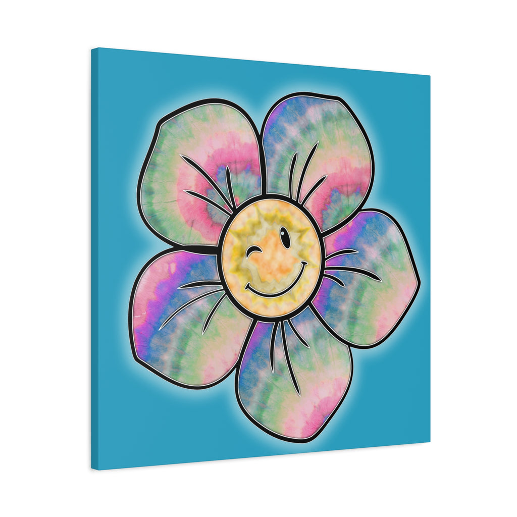 Canvas Print - Psychedelic Flower with Tye-Dye Petals and Winky Face
